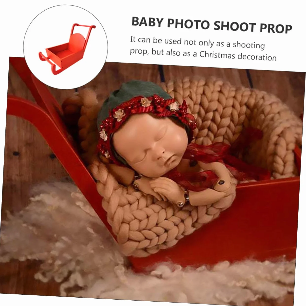 1kawałek Sanie Fotograficzne Dla Noworodków Rekwizyty Do Zdjęć Boże Narodzenie Drewniane Sanie Do Sesji Zdjęciowych Dla Niemowląt Dekoracja Święta Sztuka