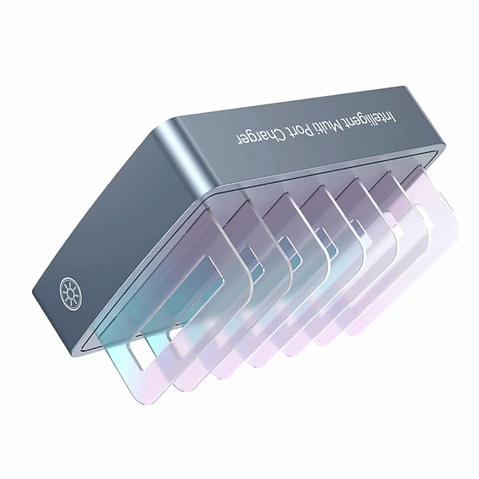 Wakects 6-portowa Stacja ładująca Przenośne ładowarki Biurkowe z mocą wyjściową PD 120 W 6 PortóW USB C, Każdy o Mocy 20 W Światło Oddechowe RGB Odłączane Gniazda na Biurko W Podróży Biurowej