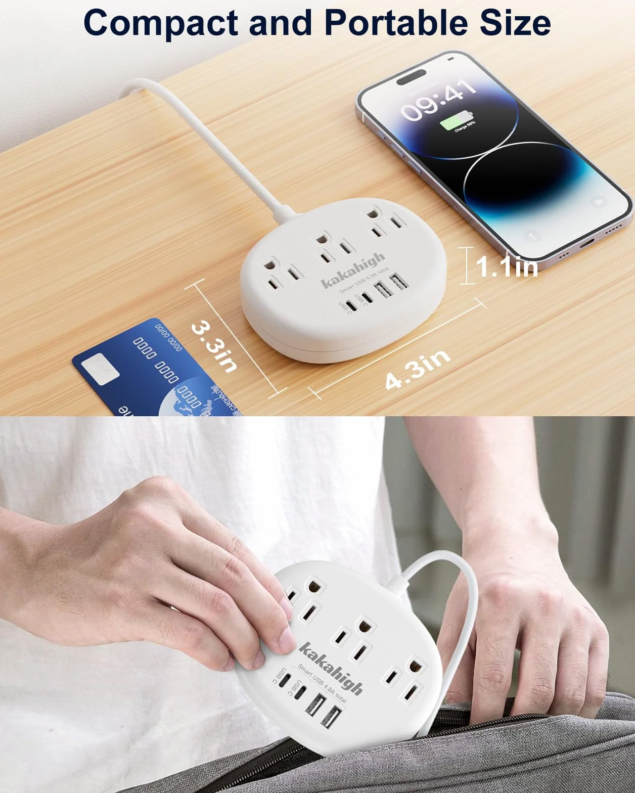 Europejski adapter wtyczki podróżnej z USB C, adapter gniazdka z 3 gniazdami AC i 4 portami USB, adapter wtyczki typu C dla USA do większości Europy Islandii, Hiszpanii, Włoch, Francji, Niemiec itp