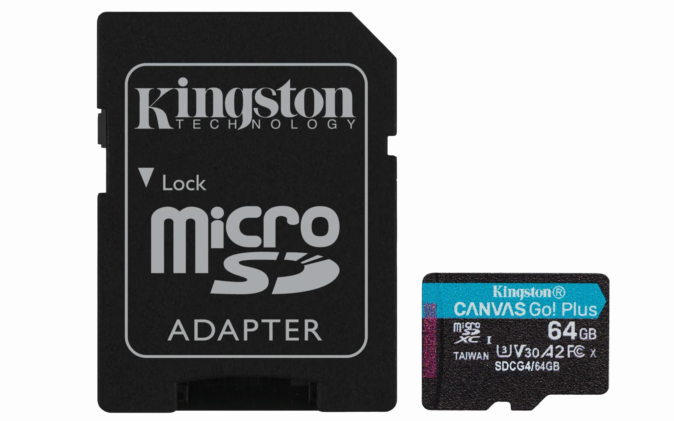 Kingston Canvas Go Plus karta pamięci microSDXC Gen4 200 MB/s A2 U3 V30 64 GB karta + adapter-SDCG4/64GB