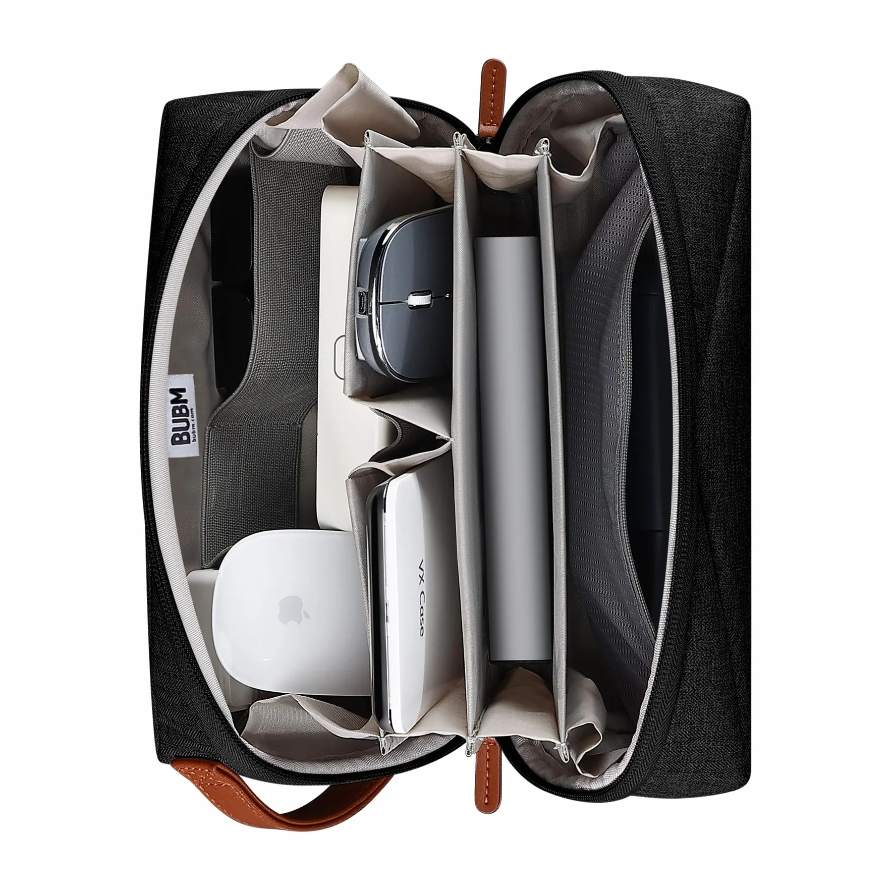 BUBM Elektroniczny organizer na akcesoria Tech Pouch na ładowarkę MacBooka, kable, dysk twardy, przewody, wodoodporne gniazda na torbę do przechowywania na adapter USB, kartę pamięci, Czarny, 23.5CM