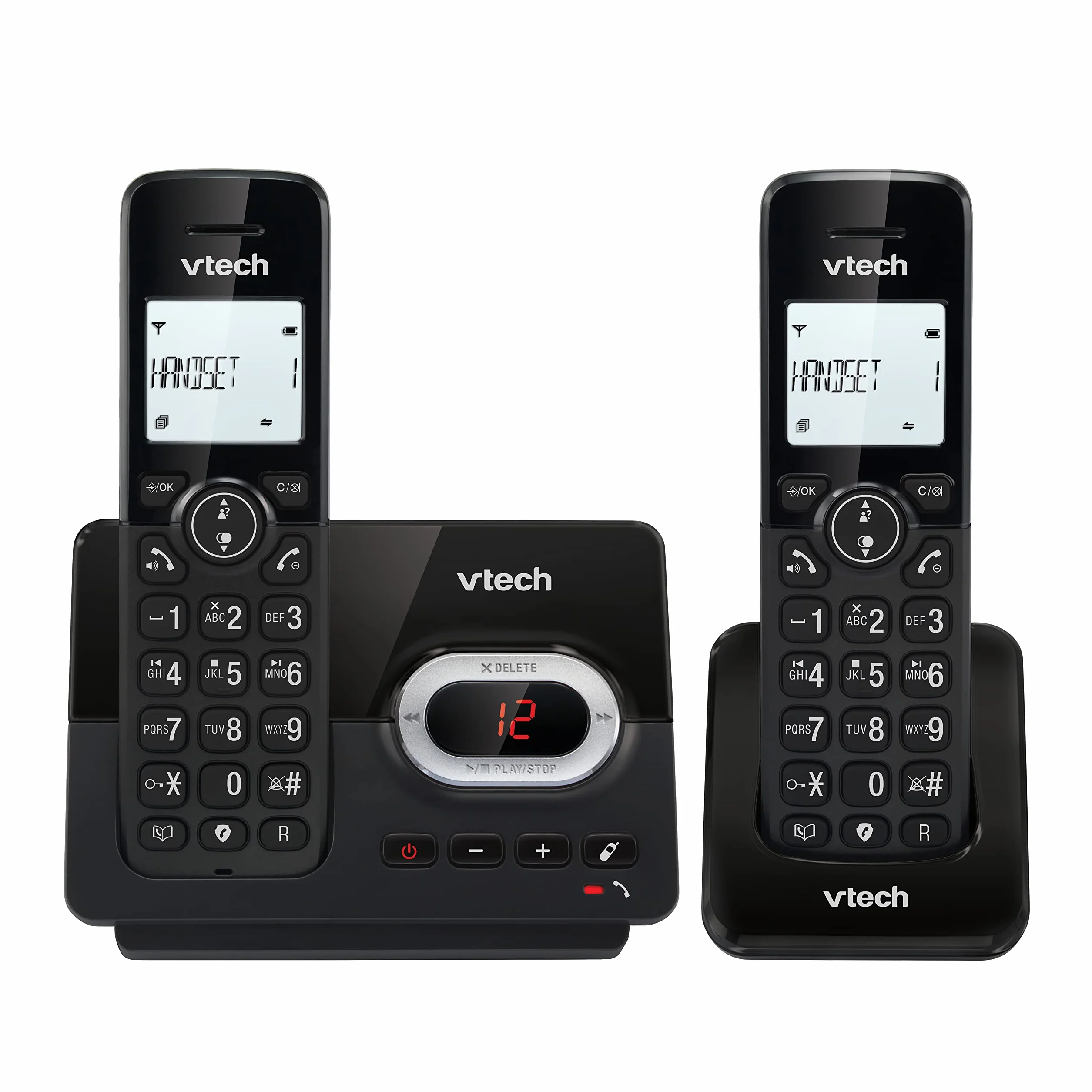Telefon bezprzewodowy z automatyczną sekretarką i dwiema słuchawkami