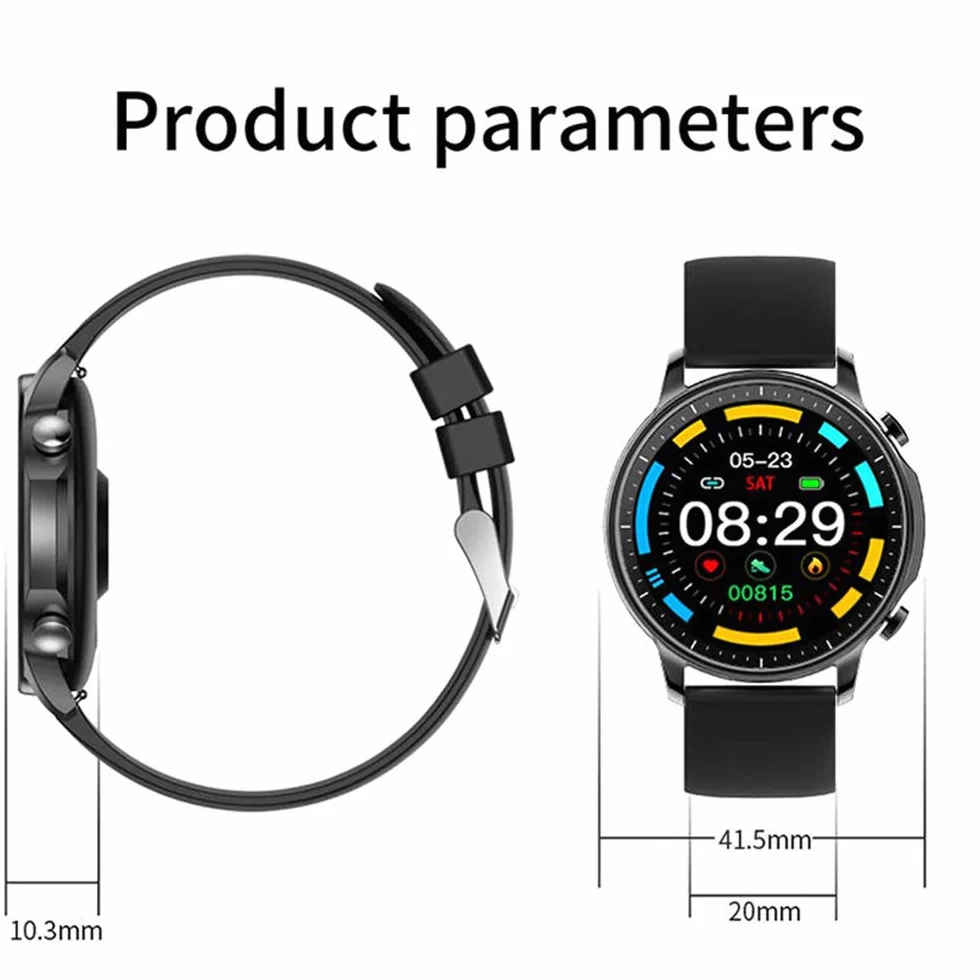 V23 Pro Bluetooth Inteligentny zegarek IP67 Wodoodporny, w pełni dotykowy opaska monitorująca aktywność fizyczną Ciśnienie krwi Lady Smartwatch dla iOS Android (C) little surprise
