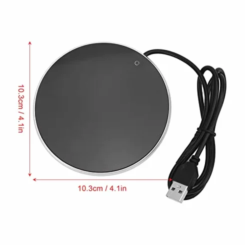Przenośny Podgrzewacz do Napojów Stała Temperatura USB Srebrny Ø 10,3 cm