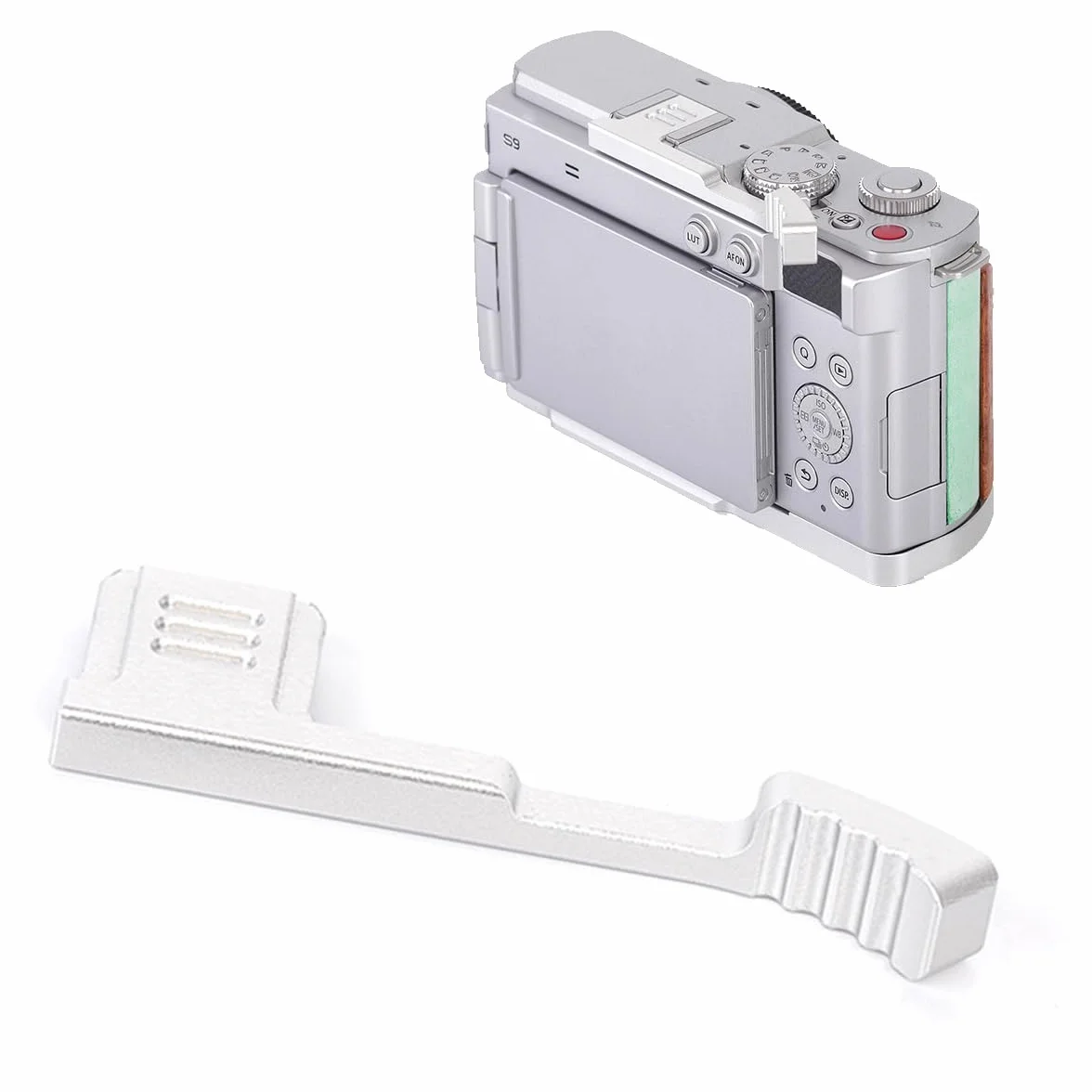 Uchwyt na kciuk do Panasonic LUMIX S9, podpórka pod kciuk z antypoślizgowym wzorem, zwiększona stabilność i komfort dla lepszego fotografowania (srebrny)