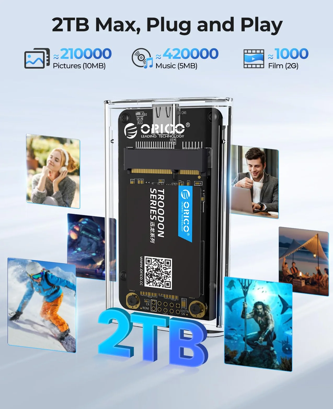 ORICO mSATA SSD adapter USB 3.0 5 Gbit/s beznarzędziowa obudowa 2 TB Max-TC10
