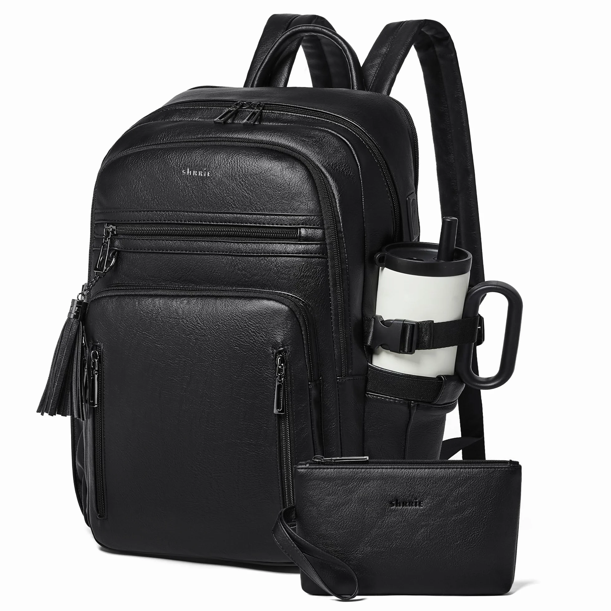 Shrrie Plecak podróżny do kabiny samolotowej 28L,Bagaż podręczny pod siedzeniem,Plecak na laptopa 17 cali z portem USB,Torba biznesowa i codzienna praca,Idealny do podróży i szkoły, Dwukolorowy czarny