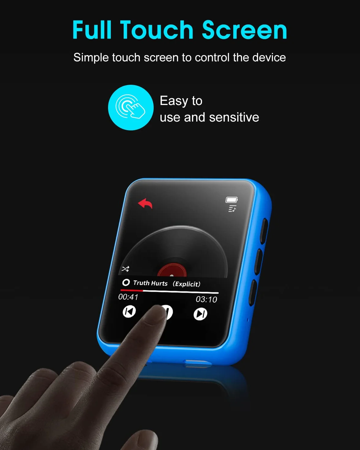 Odtwarzacz MP3 32GB Bluetooth 5.0 z pełnym ekranem dotykowym, Bezstratny odtwarzacz muzyczny HiFi Metalowa obudowa, radio FM, głośnik, nagrywanie liniowe, obsługuje do 128 GB