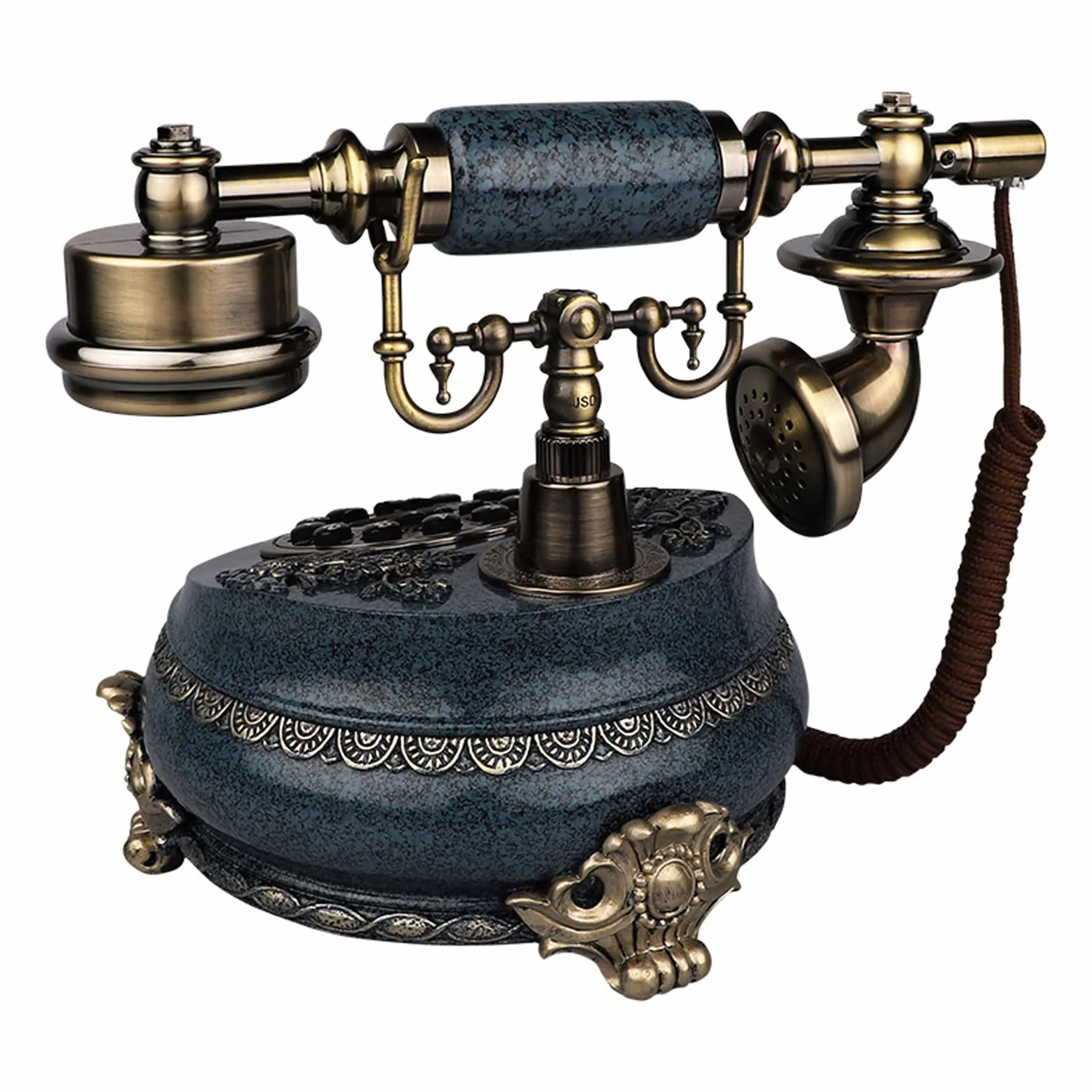 WangXLDD Klasyczny europejski telefon stacjonarny, niebieski staromodny przewodowy telefon stacjonarny na biurko do domu, dekoracja, salon, sypialnia (B)