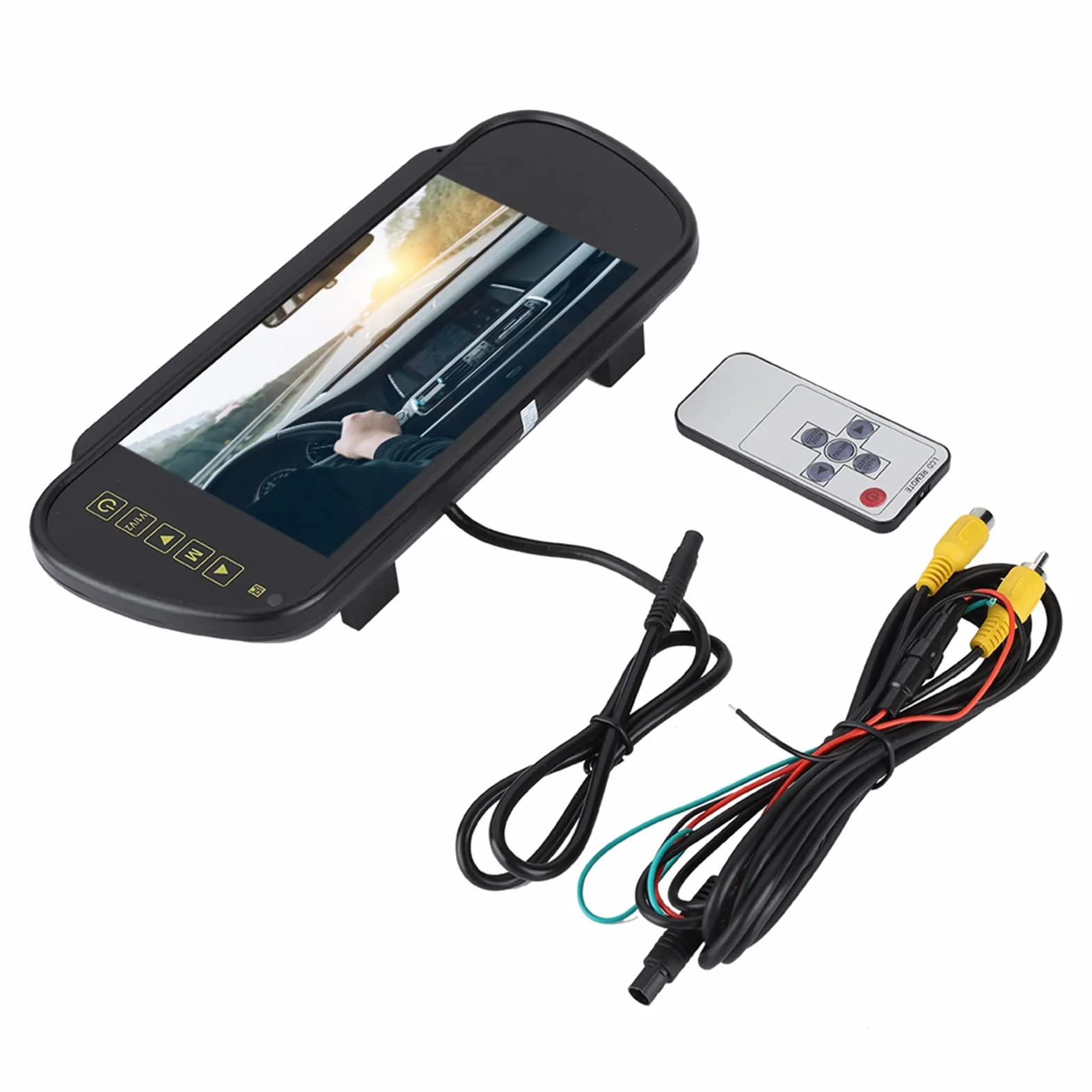 BORDSTRACT Monitor w lusterku wstecznym, 7-calowy monitor kamery cofania do parkowania pojazdu Kolorowy wyświetlacz LCD do kamery cofania