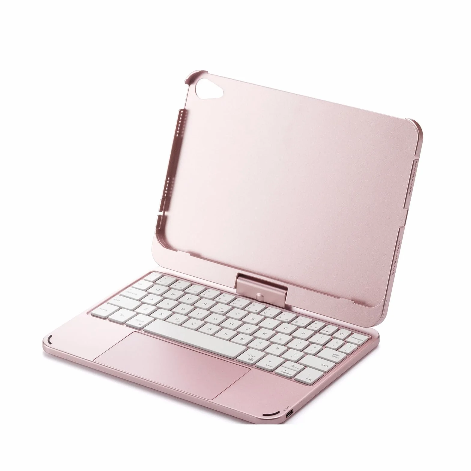 Etui na klawiaturę do iPad mini 7 (2024) i Mini 6 (2021) 8,3", obracane o 360°, 7 kolorów podświetlenia tła z gładzikiem i uchwytem na długopis, różowe