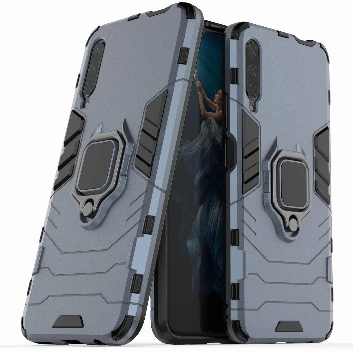 Kompatybilne z Huawei Y9s, Honor 9X, Honor9X Pro Etui Ochronne, Pierścień o 360 Obrót Magnetyczny Uchwyt na Telefon Komórkowy (Granatowy)