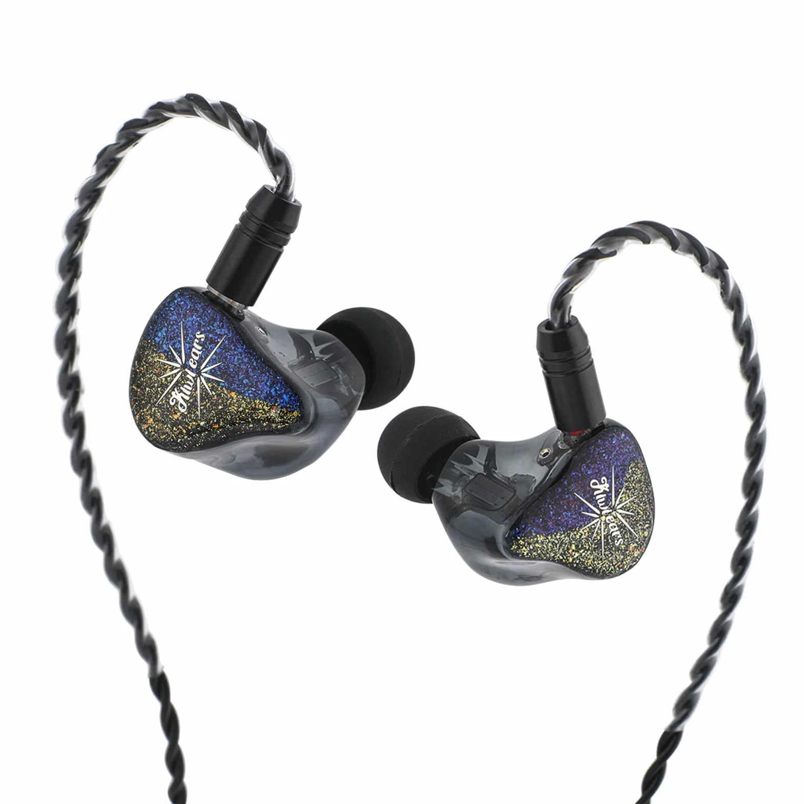 LINSOUL Kiwi Ears Forteza In Ear Monitor, słuchawki HiFi 1BA + 2DD z kablem, słuchawki do gier, hybrydowe słuchawki douszne IEM, ze zdejmowanym kablem IEM dla muzyków i graczy (czarne)