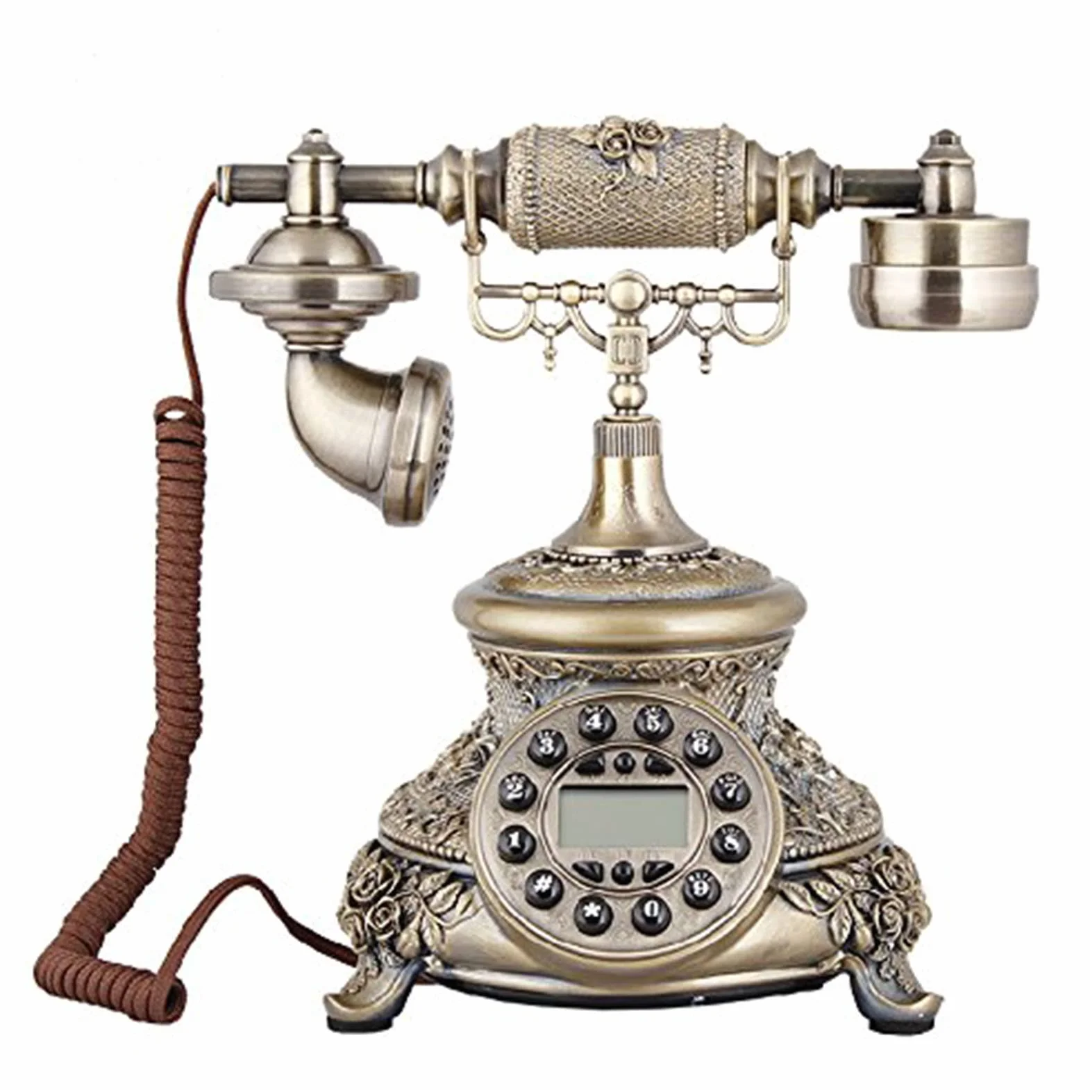 Klasyczny retro telefon stacjonarny vintage przewodowy telefon staromodny antyczny styl dom biuro telefon
