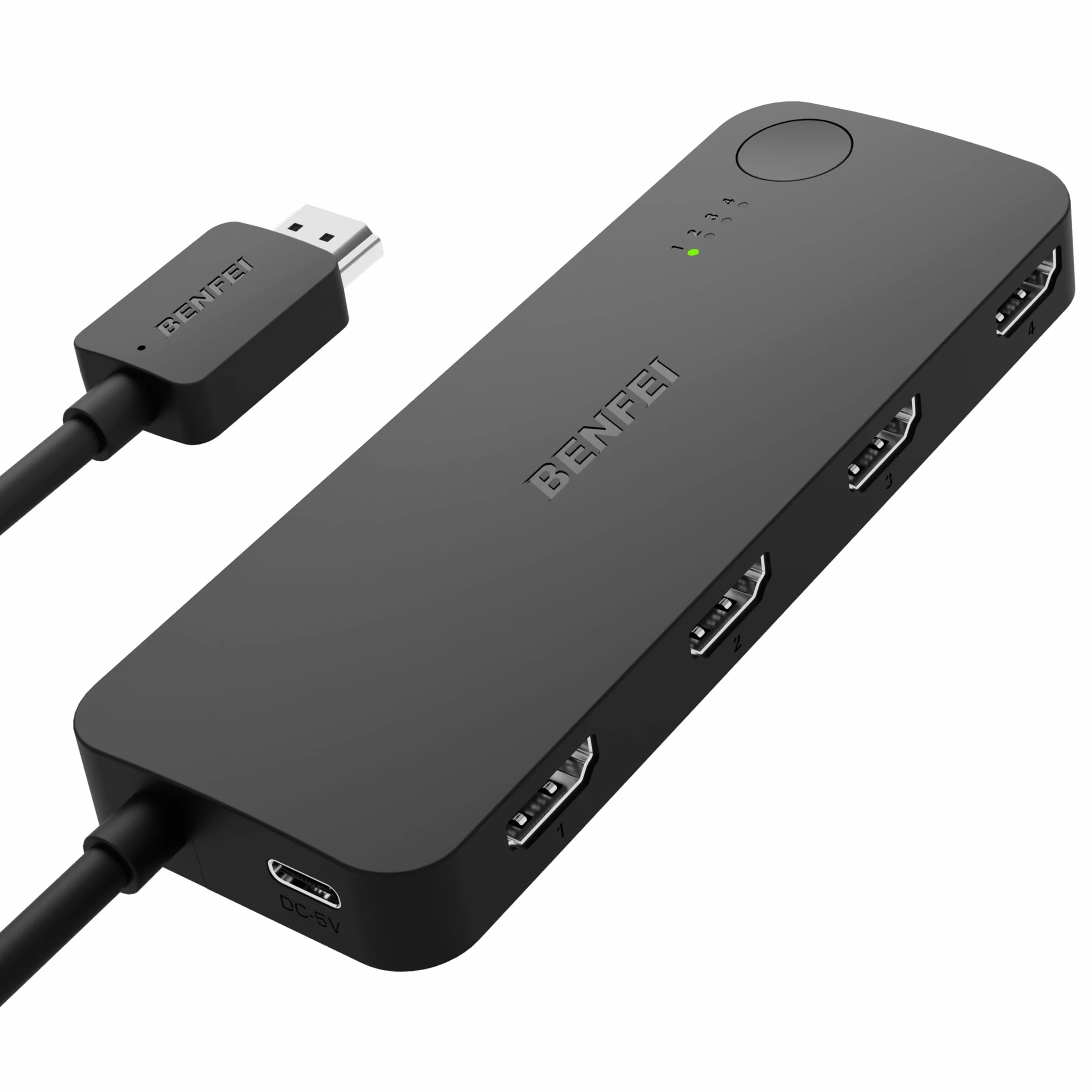 Przełącznik BENFEI HDMI 4 w 1 wyjściu 4K@60Hz, 2 K@144 Hz, HDCP 2.3 【Z obsługą adaptacyjnej korekcji Transmisja HDMI na odległość 30 stóp】 Kompatybilny z PS5/4, Xbox, Roku, FireStick, Switch