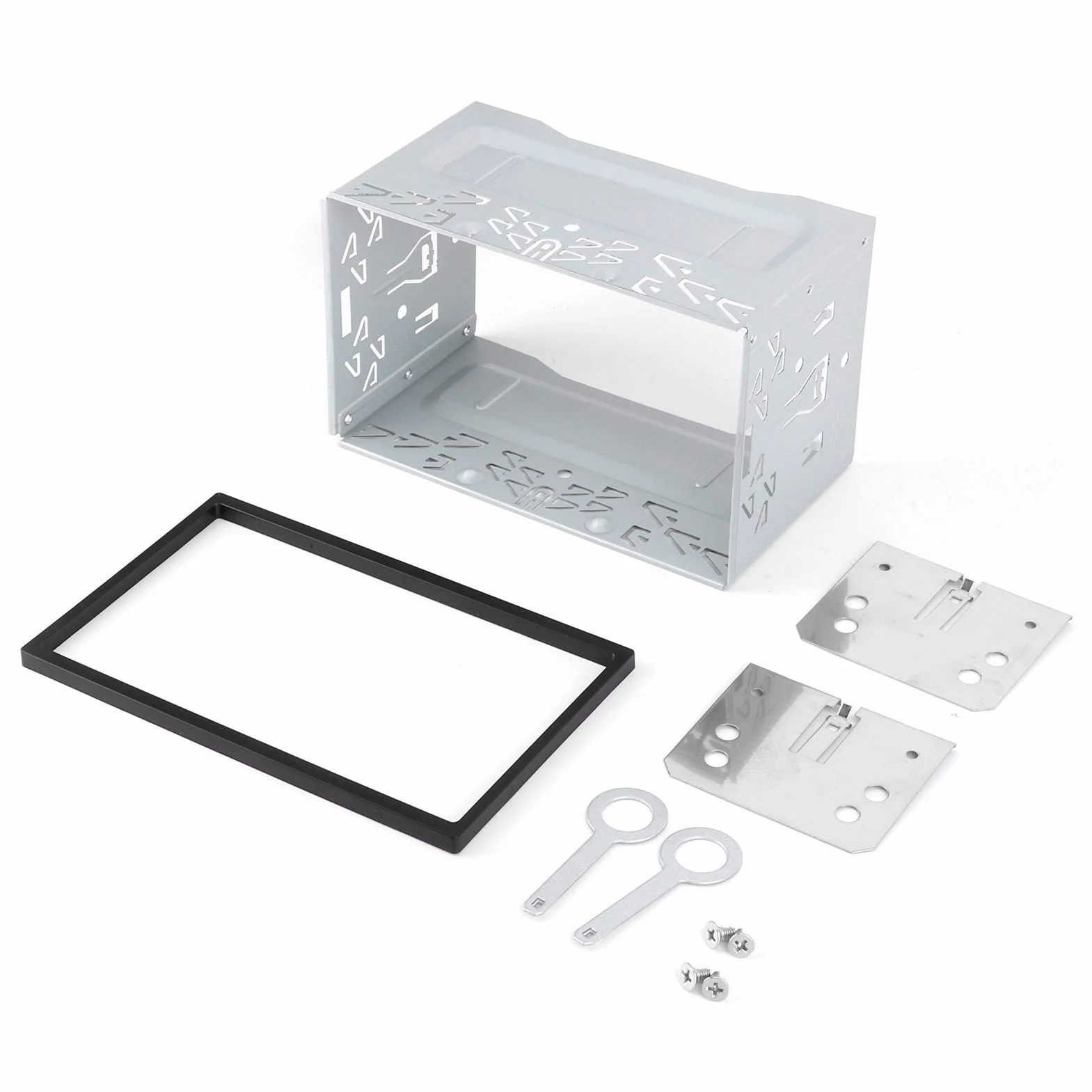 Ramka nawigacyjna, uniwersalna ABS żelazo 2-Din Center Control odtwarzacz DVD ramka nawigacja osłona przysłony. Akcesoria
