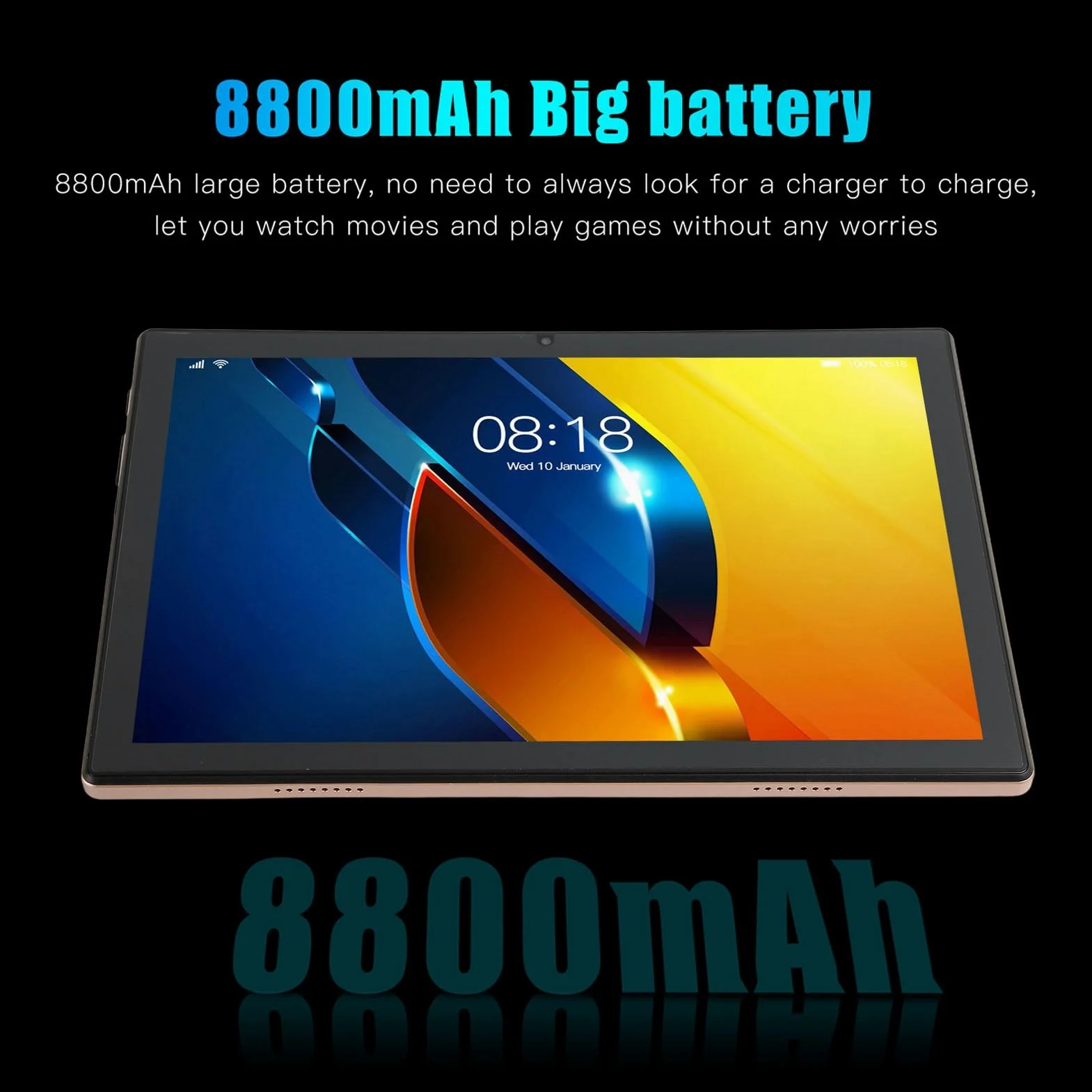 10-calowy tablet z pamięcią 6 GB 128 GB, ośmiordzeniowym procesorem CPU, dwuzakresowym Wi-Fi 2,4G 5G, 1920X1200p 800W 2000W, portem 8800mAh C, odpowiedni jako prezent edukacyjny dla dzieci(EU)
