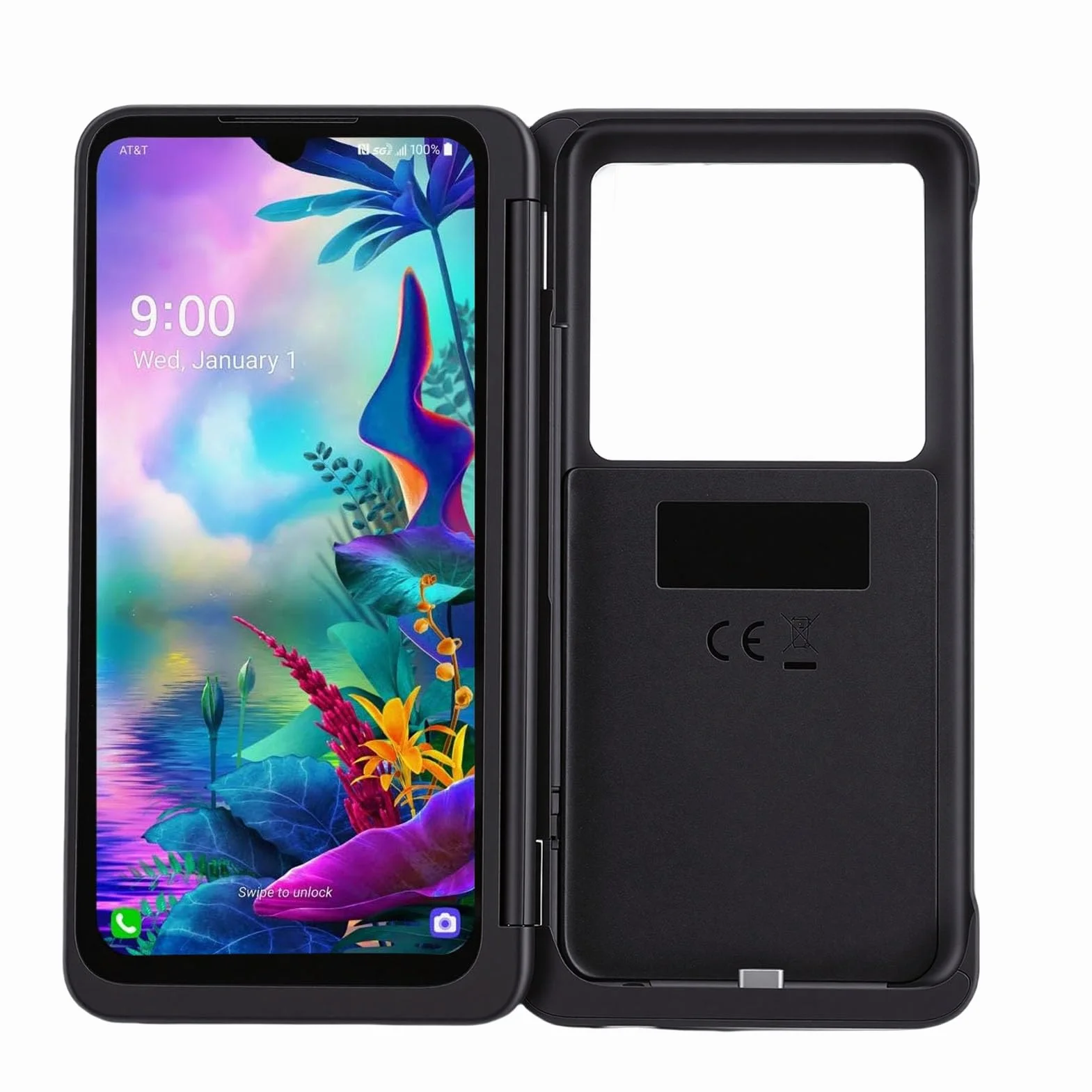 Jiawu Etui na Telefon z Dwoma Ekranami, Dodatkowy Wyświetlacz FHD 6,4 Cala Adapter Magnetyczny Typu C Podwójne Etui na Ekran, Zdejmowany Przedłużony Ekran z Zawiasem 360° do Modeli G8X LMG850