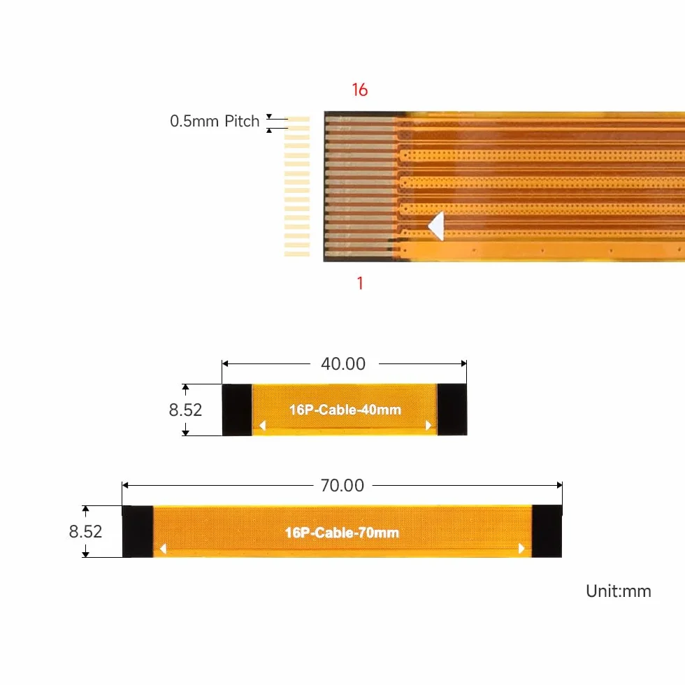 Waveshare PCIe Flexible Cable 70mm(2PCS) For Raspberry Pi 5, Suitable for Various Raspberry Pi 5 PCIe HATs