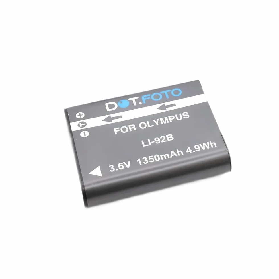 2 x Dot.Foto LI-92B Premium 3.6v / 1350mAh Bateria dla Olympus Tough TG-6, TG-5, TG-4, TG-3, TG-2, TG1 / XZ-2 / DS-2600, DS-9000, DS-9500 / dla OM System TG-7