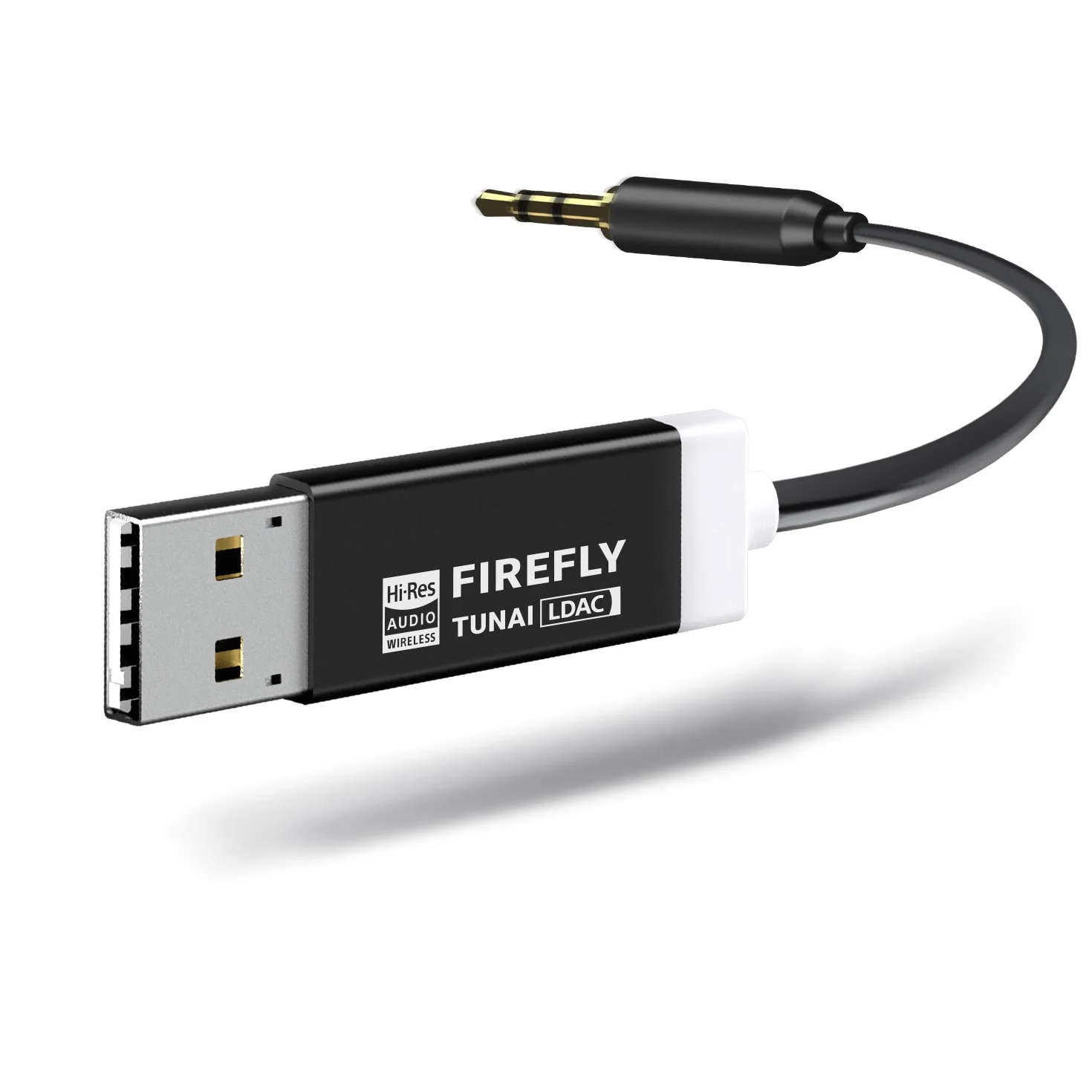 TUNAI Firefly LDAC Adapter odbiornika Bluetooth- bezprzewodowy adapter Bluetooth 5.0 do muzyki w samochodzie z USB DAC i złączem AUX 3,5 mm - automatyczne połączenie, nie wymaga ładowania