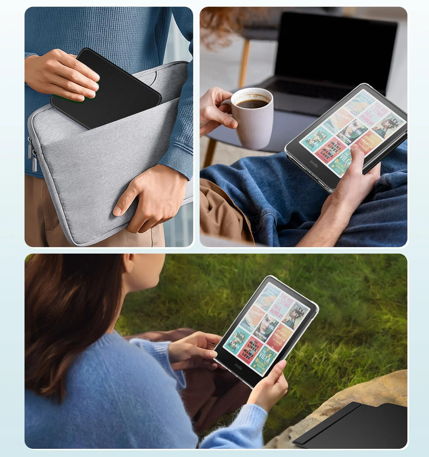 MoKo Detachable Magnetic Case for Kindle Paperwhite 12th Generation 2024 & Kindle Colorsoft 2024/2025, Ultra Clear Back Shell Cover, Denim Black