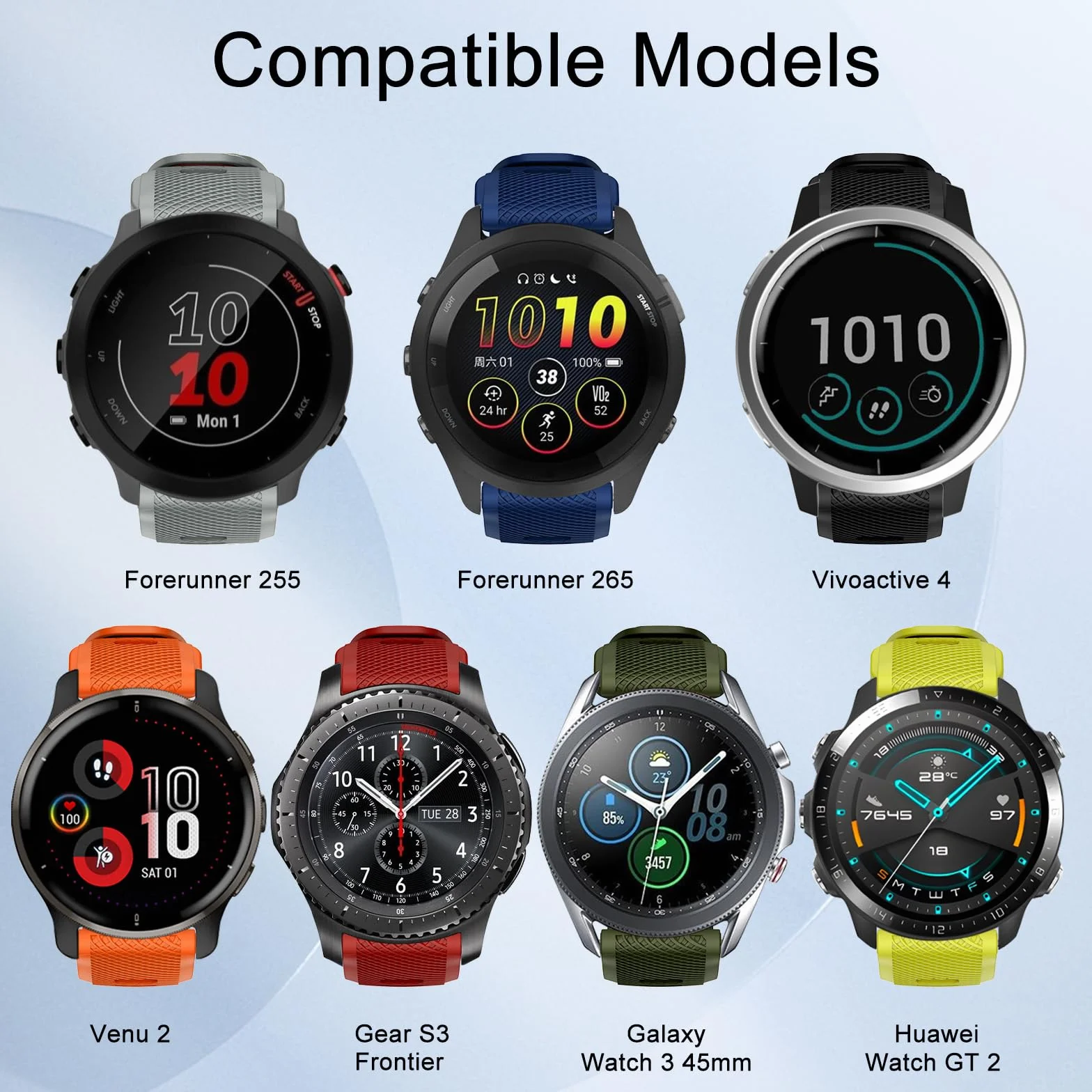 ISABAKE 22mm Pasek do Forerunner 255 Music/Forerunner 265, Silikonowy Pasek z Szybkozłączką do Garmin Venu 2/Vivoactive 4/Samsung Galaxy Watch 3 45 mm