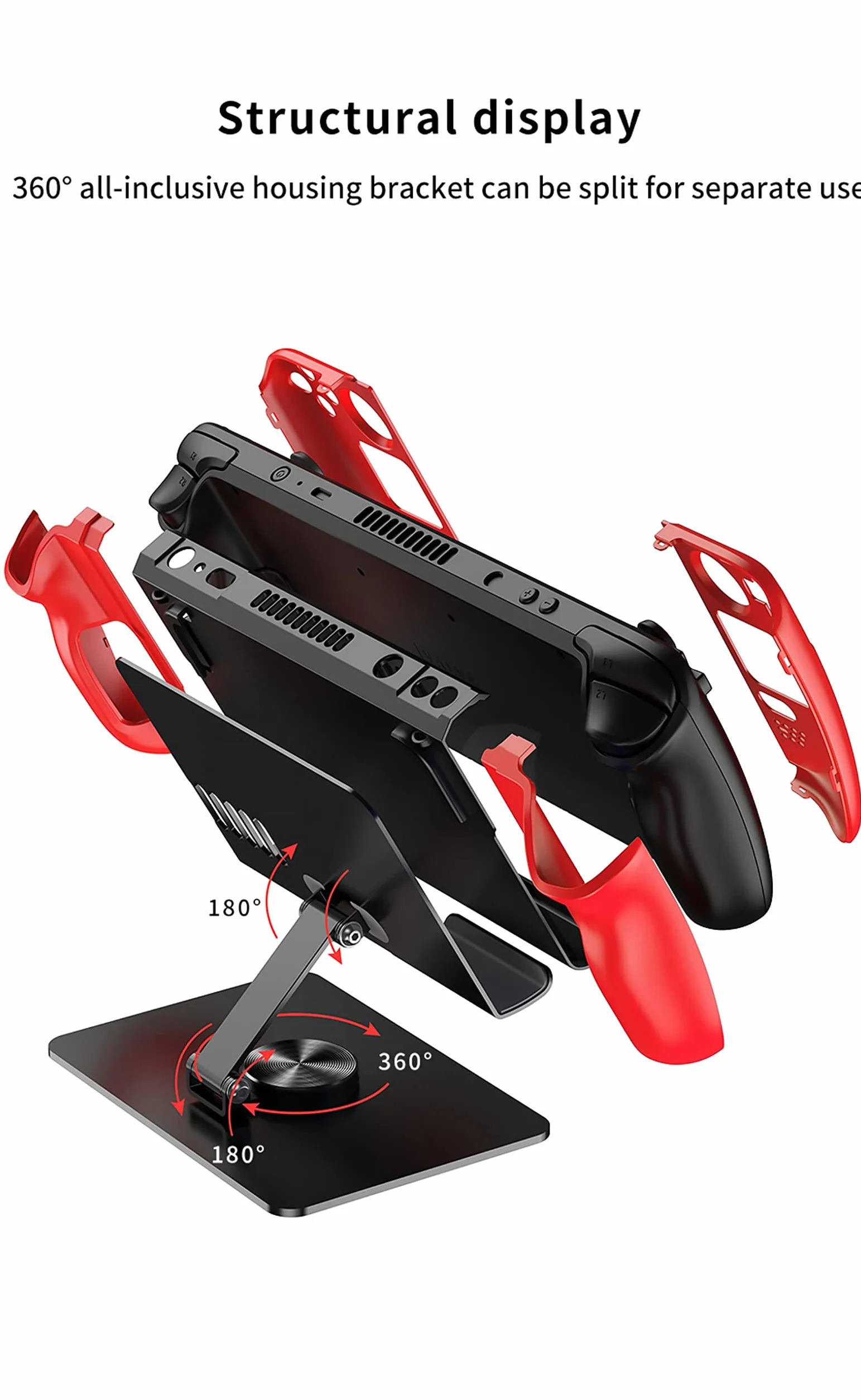 COQUE Etui na ręczną konsolę do gier na Steam Deck, metalowy składany stojak 2 w 1, do gier mobilnych Steam Deck-Red