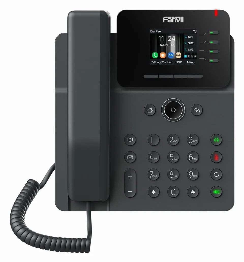 Fanvil V61W WiFi telefon IP, 4 linie SIP, 12 programowalnych przycisków, wyświetlacz LCD, uchwyt na słuchawki RJ9, czarny
