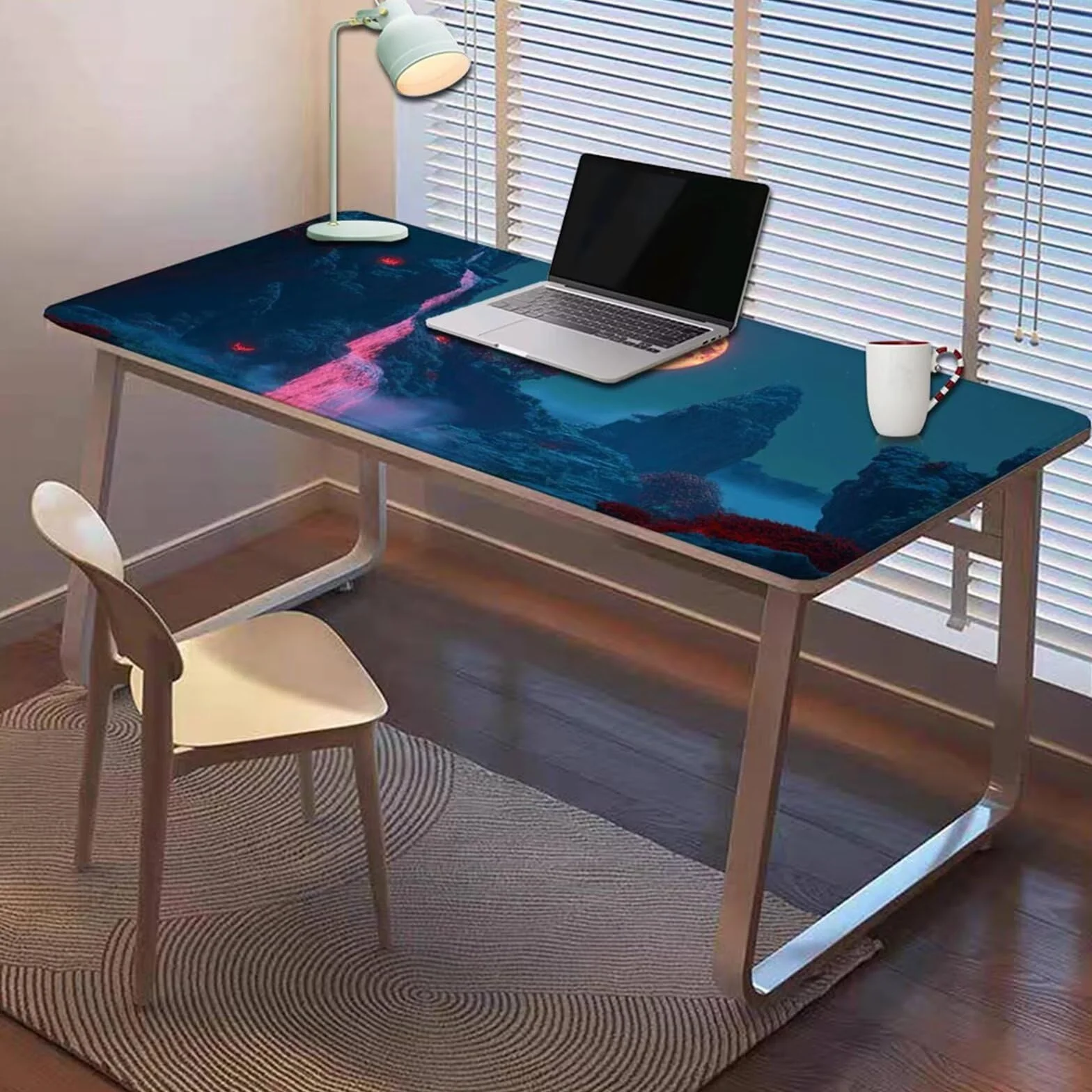 Gamingowa podkładka pod mysz 1200 x 600 x 3 mm, XXL, wodoszczelna, odporna na ścieranie, z przyszytymi krawędziami, niebieska, podkładka na biurko, poprawia prędkość i precyzję pod laptopa, komputer