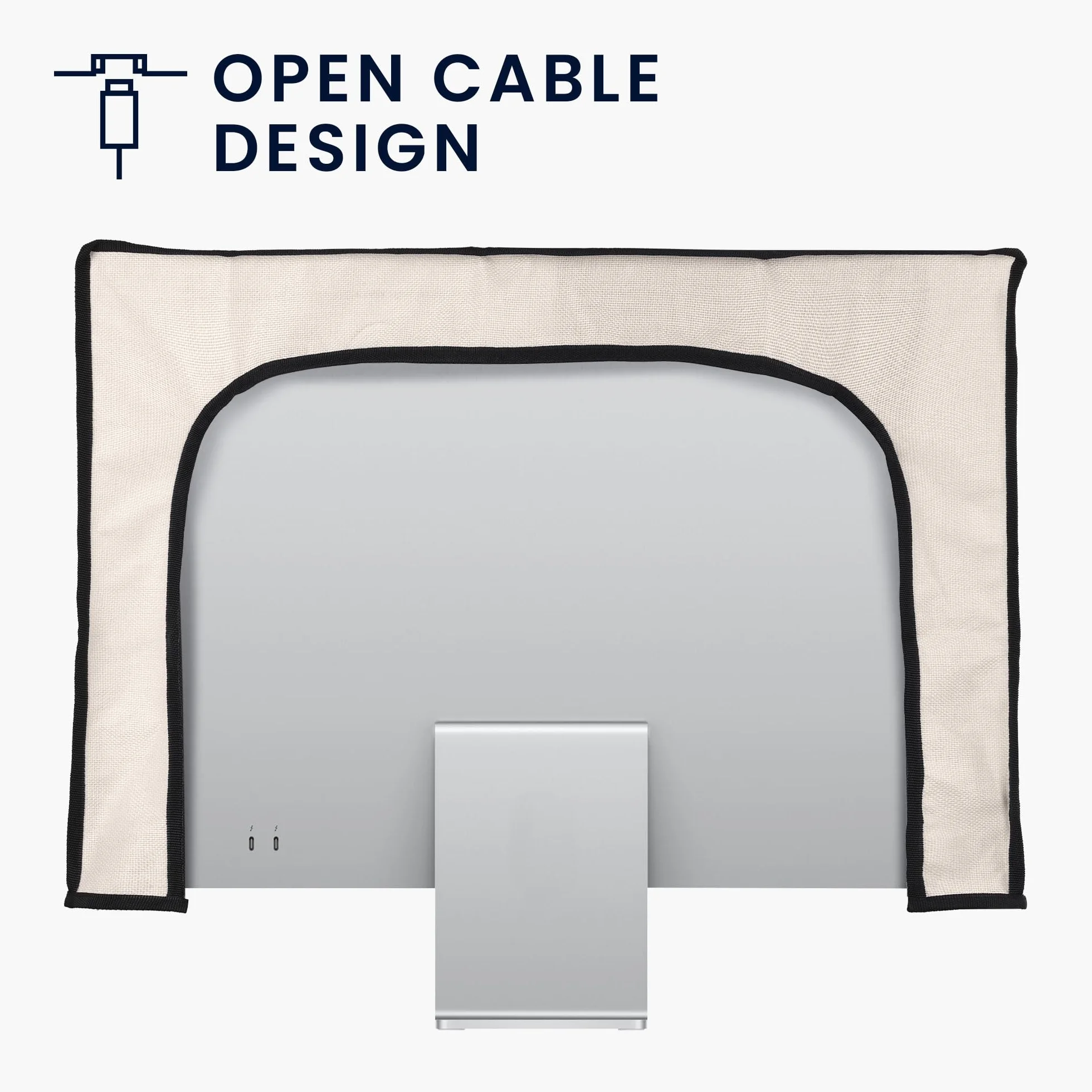 kwmobile Osłona przeciwpyłowa do monitora 61.0-66.0 cm, lniana osłona monitora z designem, koty pomarańczowy/czarny/biały