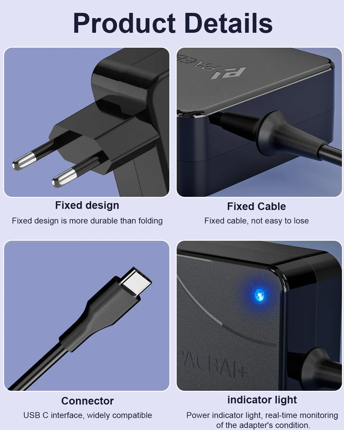 Ładowarka laptopa USB C 65W do Huawei Matebook D14 D15 13 14 15, ASUS Zenbook 14 13, Lenovo Thinkpad Dell Latitude XPS, HP Spectre Samsung Chromebook 20V 3,25A Typ C Charger Adapter