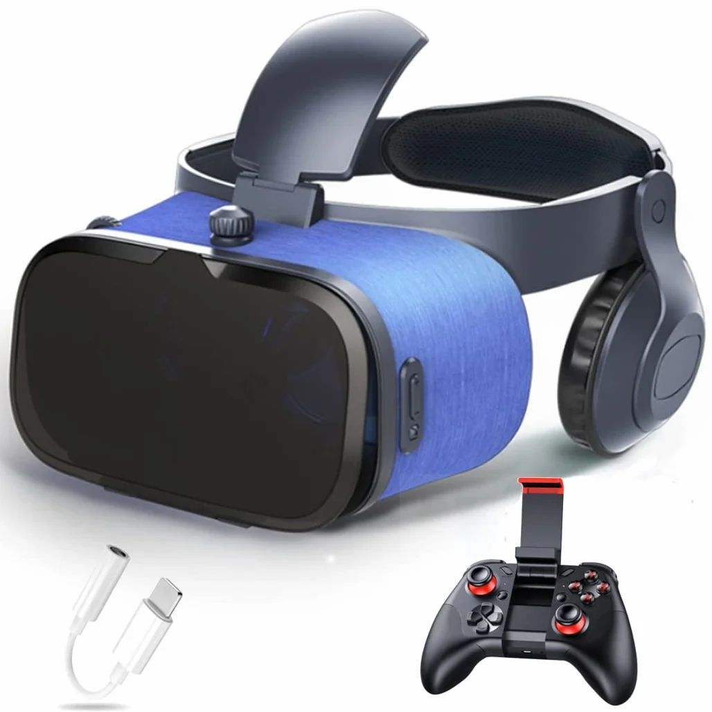 Okulary VR, zestaw słuchawkowy z wirtualnej rzeczywistości, zestawy słuchawkowe VR obsługują Android i IOS, połączenie Bluetooth dla iPhone 13 Pro Max/13 Pro 13/12/11, do Samsung Galaxy S21, Huawei, Xiaomi (Kolor: B, rozmiar: Ios )