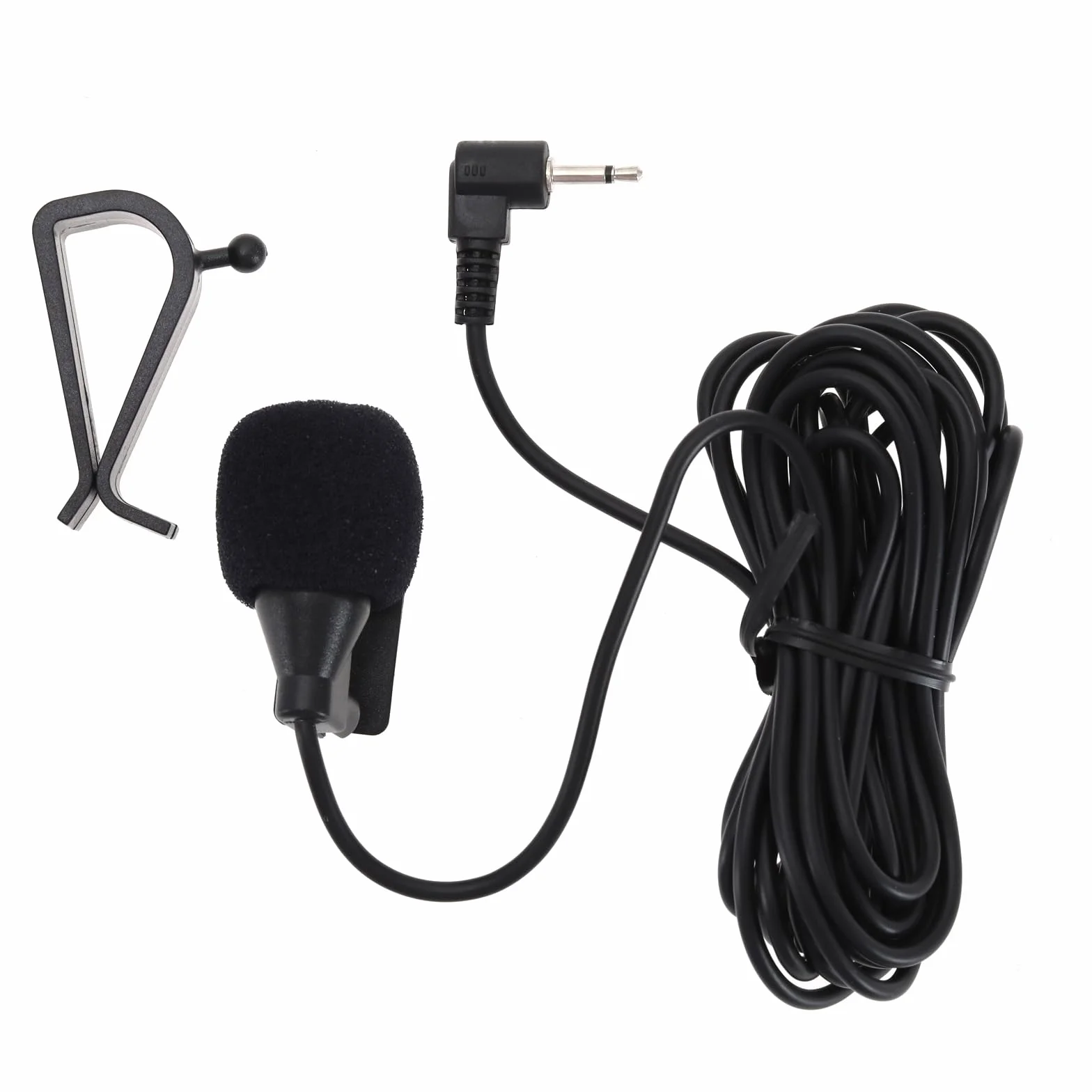 1x Mikrofon z uchwytem GPS Stereo Radio Przewodowy Mikrofon samochodowy typu rzep z mikrofonem gabkowym Czarny 60Hz-15KHz, 2,5mm