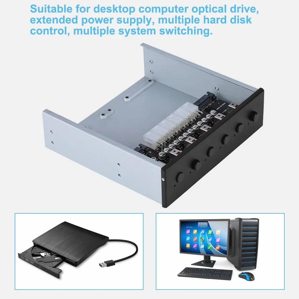 Przełącznik sterowania zasilaniem HDD, Richer-R 2,5-calowy dysk twardy SATA Drive Switcher 6 samoblokujących przełączników Sterowanie IDE 2xSATA 15-pinowy przełącznik do komputera stacjonarnego