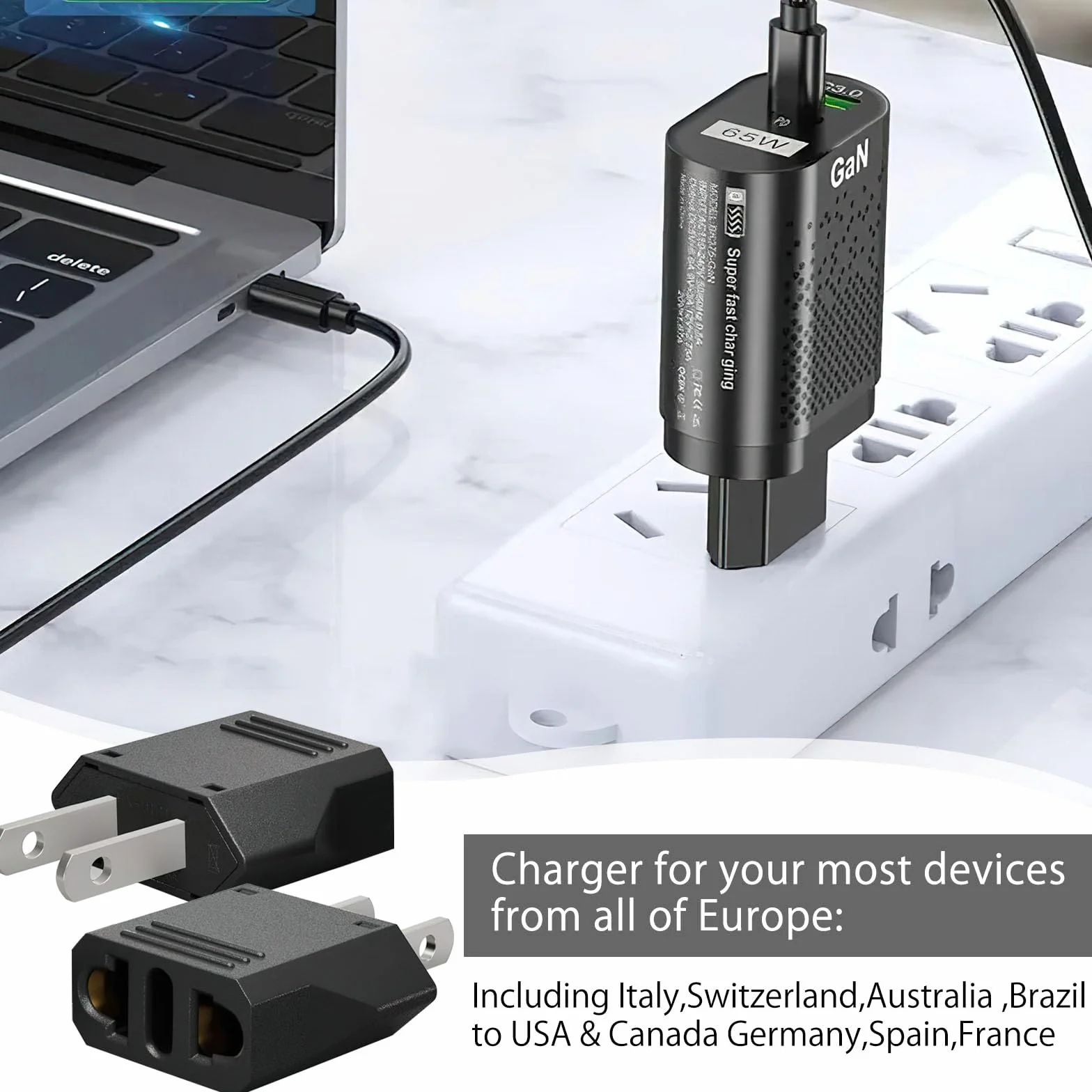 TNSLAND 4 szt. adapter podróżny USA, adapter sieciowy wtyczka USA Niemcy, wtyczka USA, adapter wtyczka, wtyczka USA, adapter do UE, Ameryki/Kanada/Meksyk/Japonia, 2 piny, uniwersalny adapter