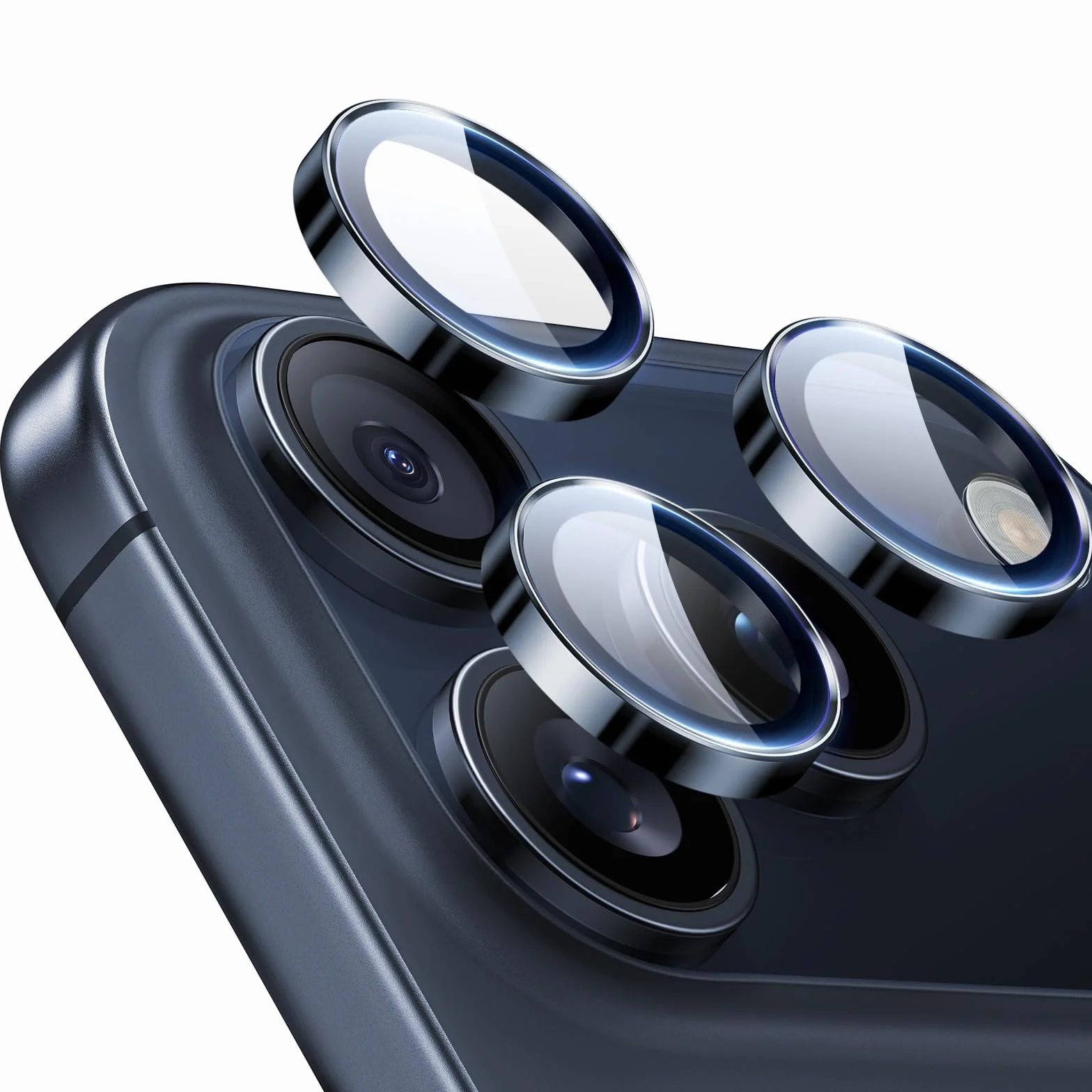 ESR Osłona obiektywu aparatu do iPhone'a 17 Pro Max/17 Pro/16 Pro Max/16 Pro/15 Pro Max, ultracienkie szkło hartowane, 1 opakowanie, niebieskie