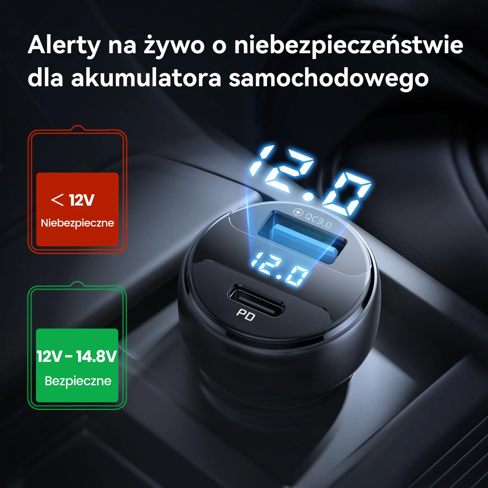 INIU 66W USB zapalniczka cygar 36W PD3.0 USB C szybka ładowarka samochodowa, 30 W QC4.0 USB A Ładowarka do zapalniczki samochodowej do iPhone 16 15 14 13 12 Pro Max Samsung Galaxy S21 Note Pixel iPad