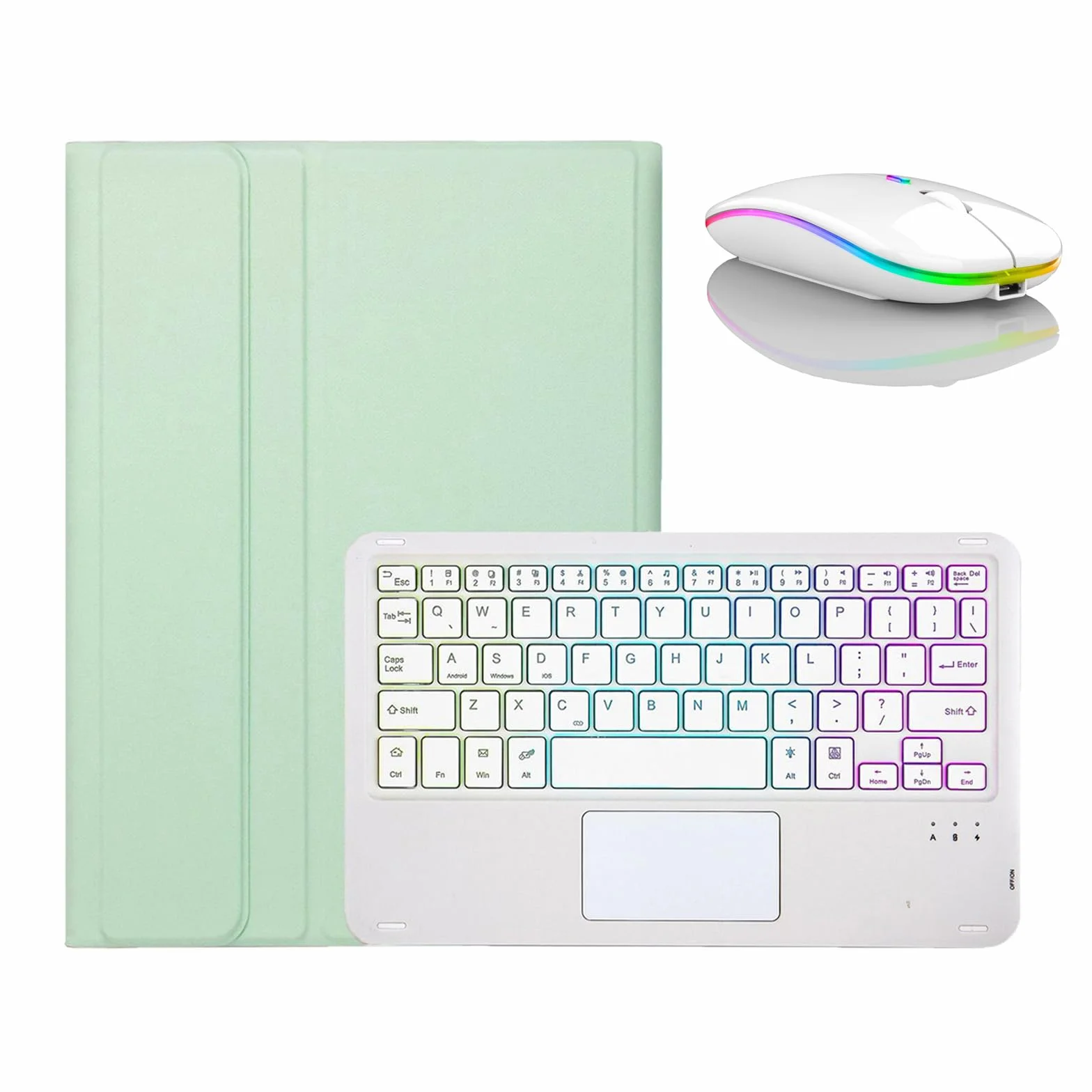 Etui z klawiaturą do Xiaomi Mi Pad 7/7 Pro 11.2" 2024, Wbudowany Uchwyt Na Ołówek, Magnetyczna Odłączana Bezprzewodowa Podświetlana Klawiatura z Myszą Bluetooth,Green