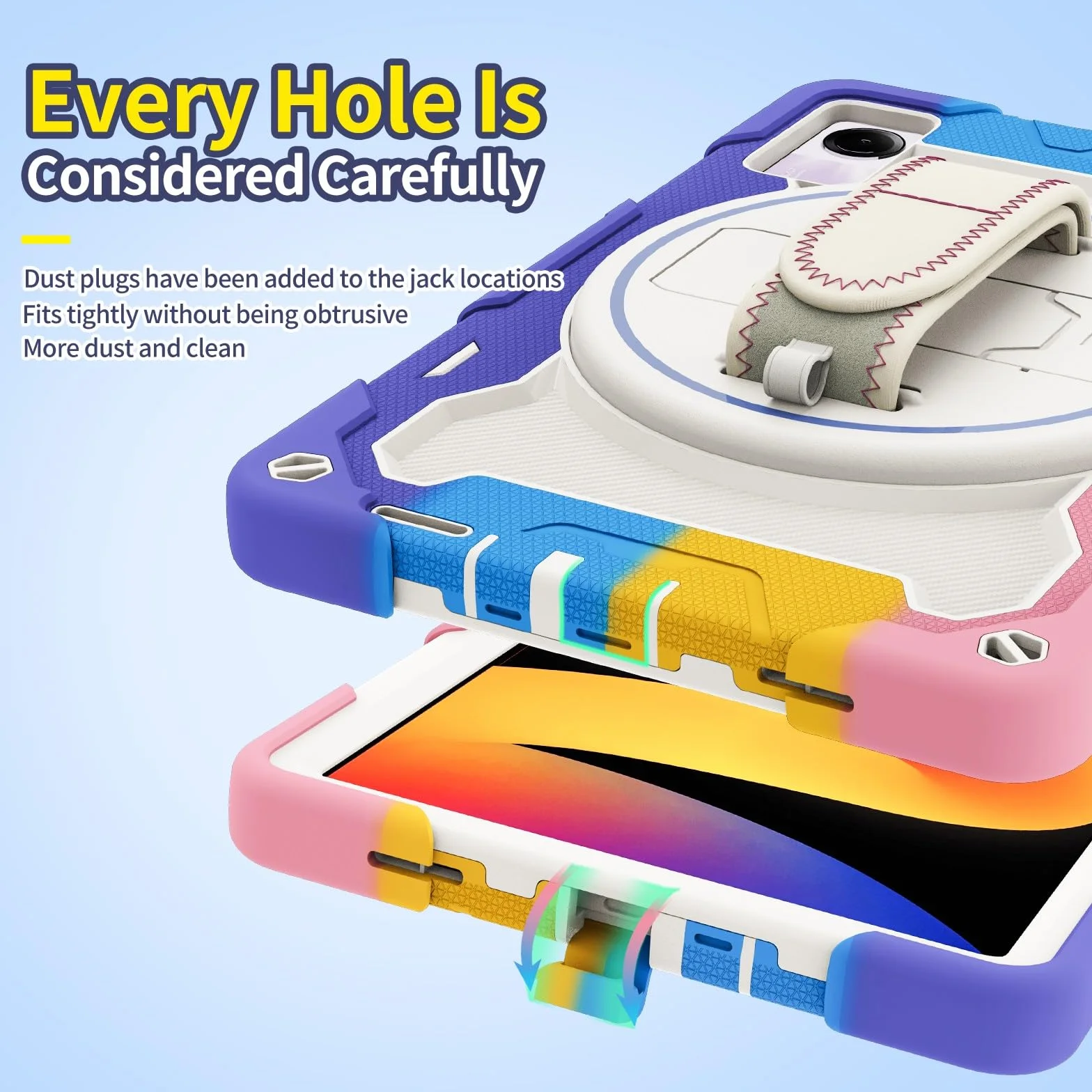 Generic etui kompatybilne z Lenovo Tab 25.7 cm TB311XU TB311FU 2025 (kolor: kolorowy zielony) odporny na wstrząsy twardy tył twardy silikon pełna pokrywa stojak pokrowiec pasek