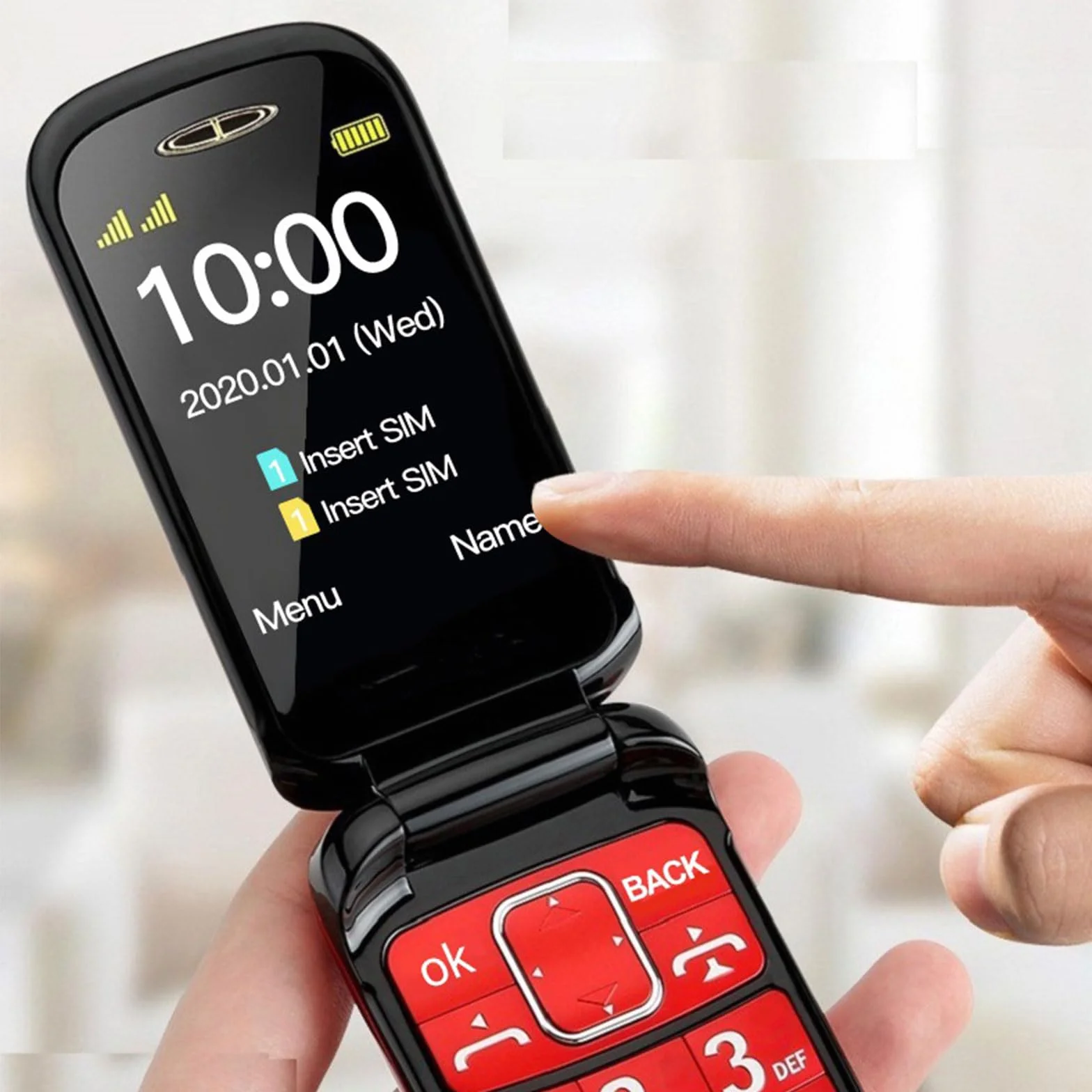 2,4-Calowy Duży Ekran Telefonu Komórkowego Klapką, Duża Czcionka Telefon Komórkowy Osób Starszych Podwójna Karta SIM Podwójny Tryb Gotowości+Funkcja SOS+Duże Przyciski Czysty Dźwięk,Red