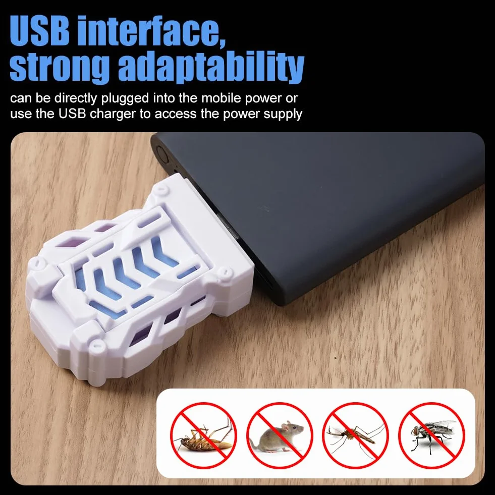 Przenośny odstraszacz komarów USB, elektryczny zabójca owadów, pułapka na owady z 12 tabletkami