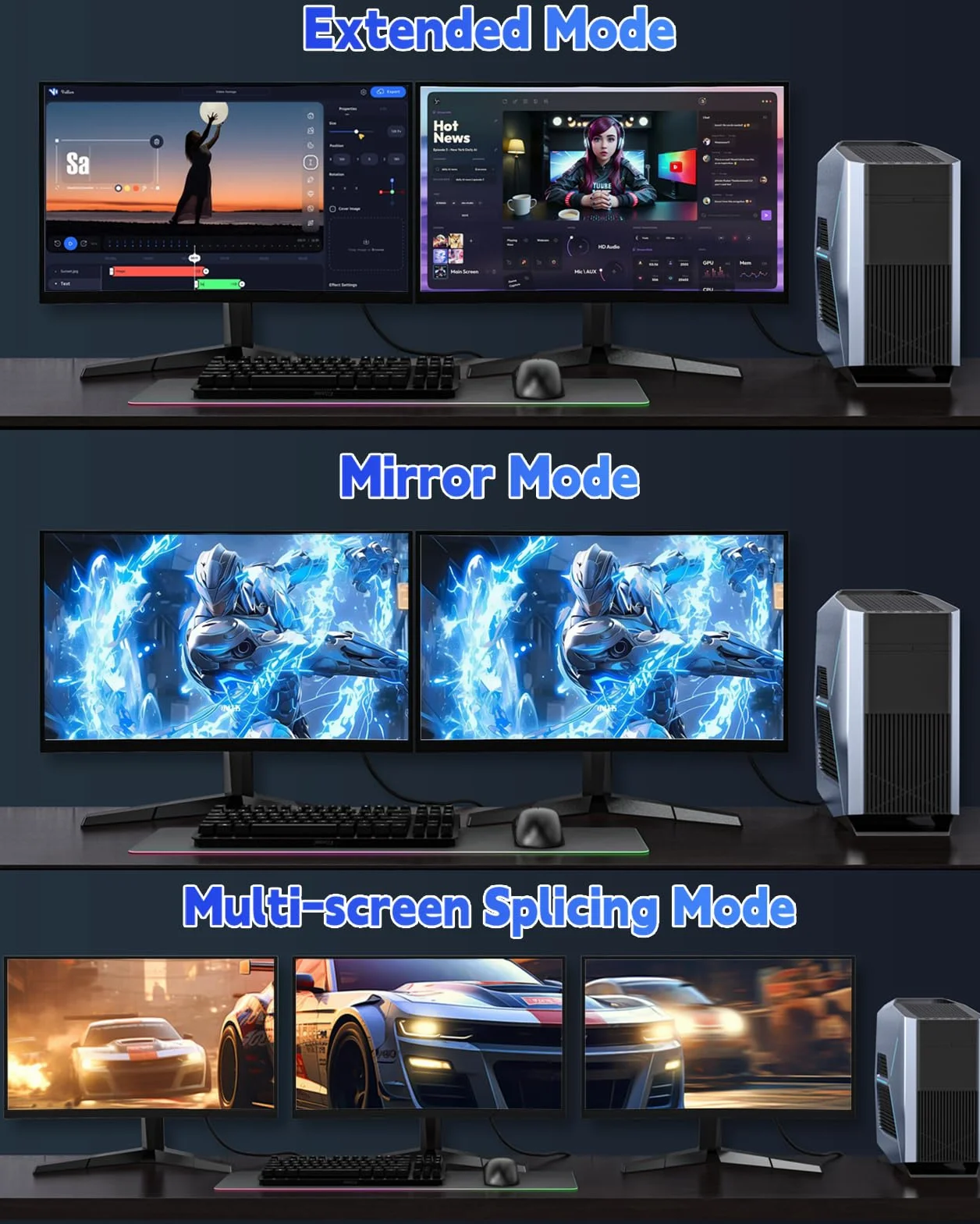 Kabel Displayport 1,4, port wyświetlacza 1,4 [8K 60Hz, 4K 144 Hz, 2K, 240 Hz, 165 Hz, 144 Hz], pleciony przewód DP 32,4 Gb/s, DSC 1.2, HBR3 HDR HDCP FreeSync G-Sync, monitor do gier, PC
