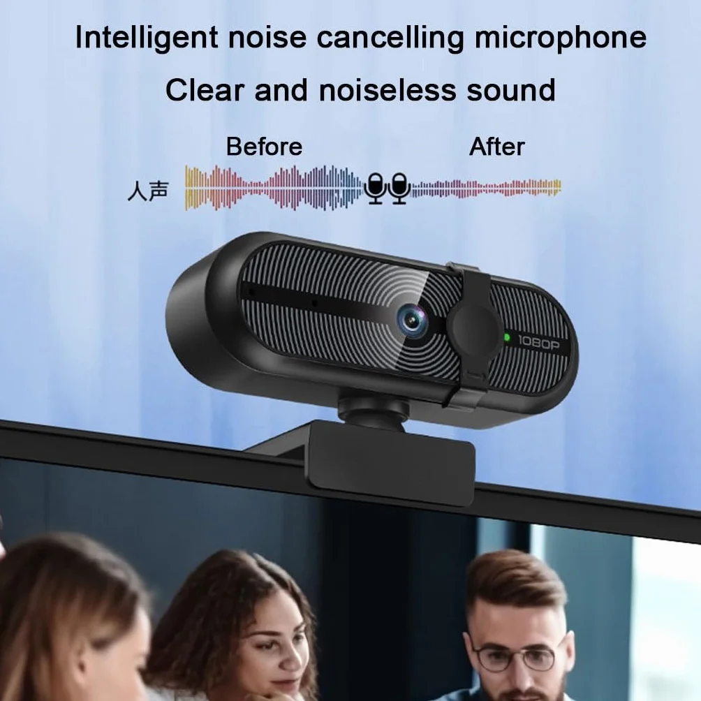 Kamera Internetowa USB HD PC Kamera Internetowa 1080P Z Mikrofonem, Wideokonferencje/klasy Online/gry Na Żywo, Wyczyść Dźwięk Stereo, Korekcja Światła(1080P+Tripod)
