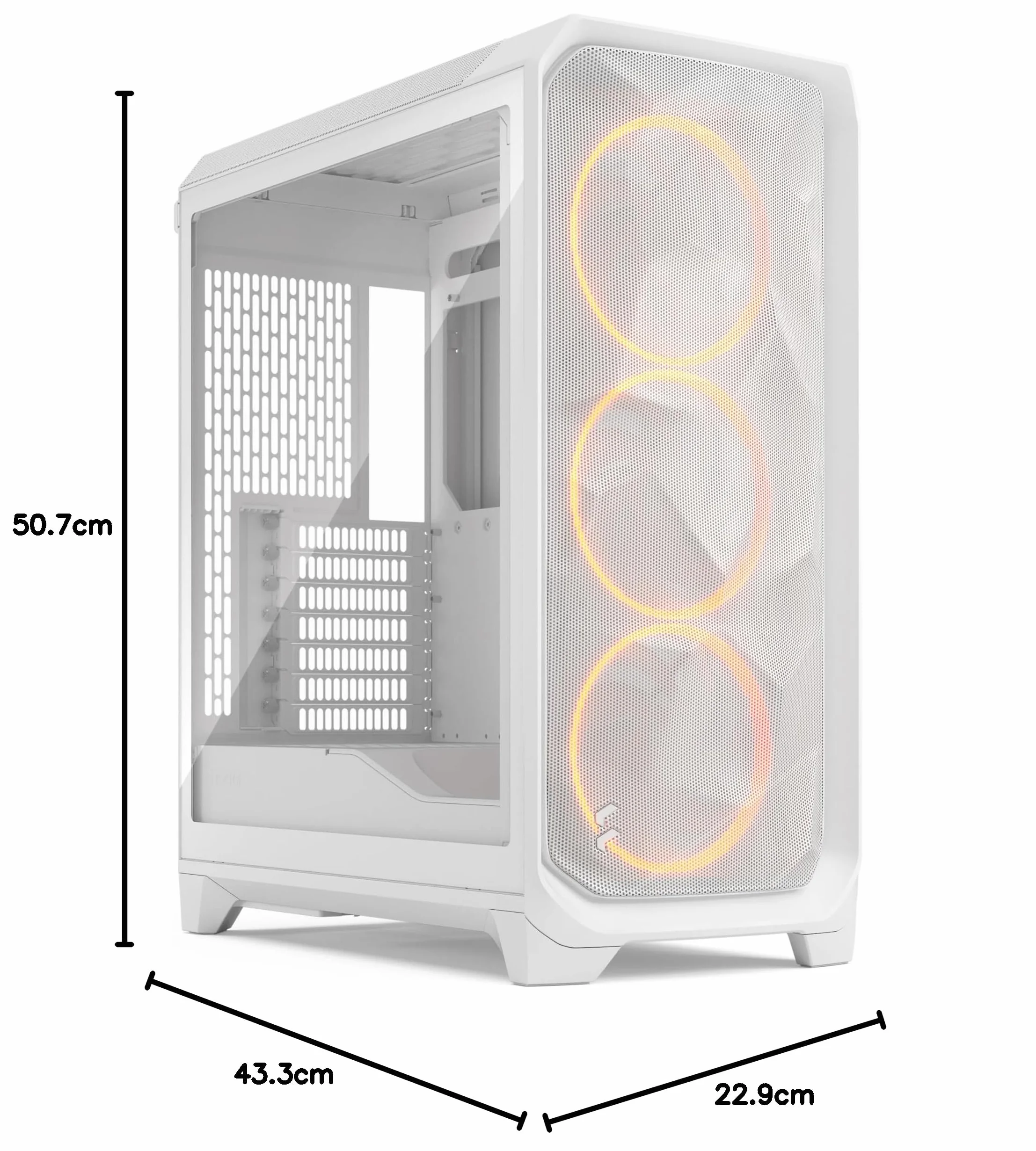 Fractal Design Meshify 3 RGB białe szkło hartowane przezroczysty odcień - obudowa do gier o wysokiej przepływności powietrza - siatka przednia - trzy ARGB moment 14 stycznia 2 wentylatory w zestawie