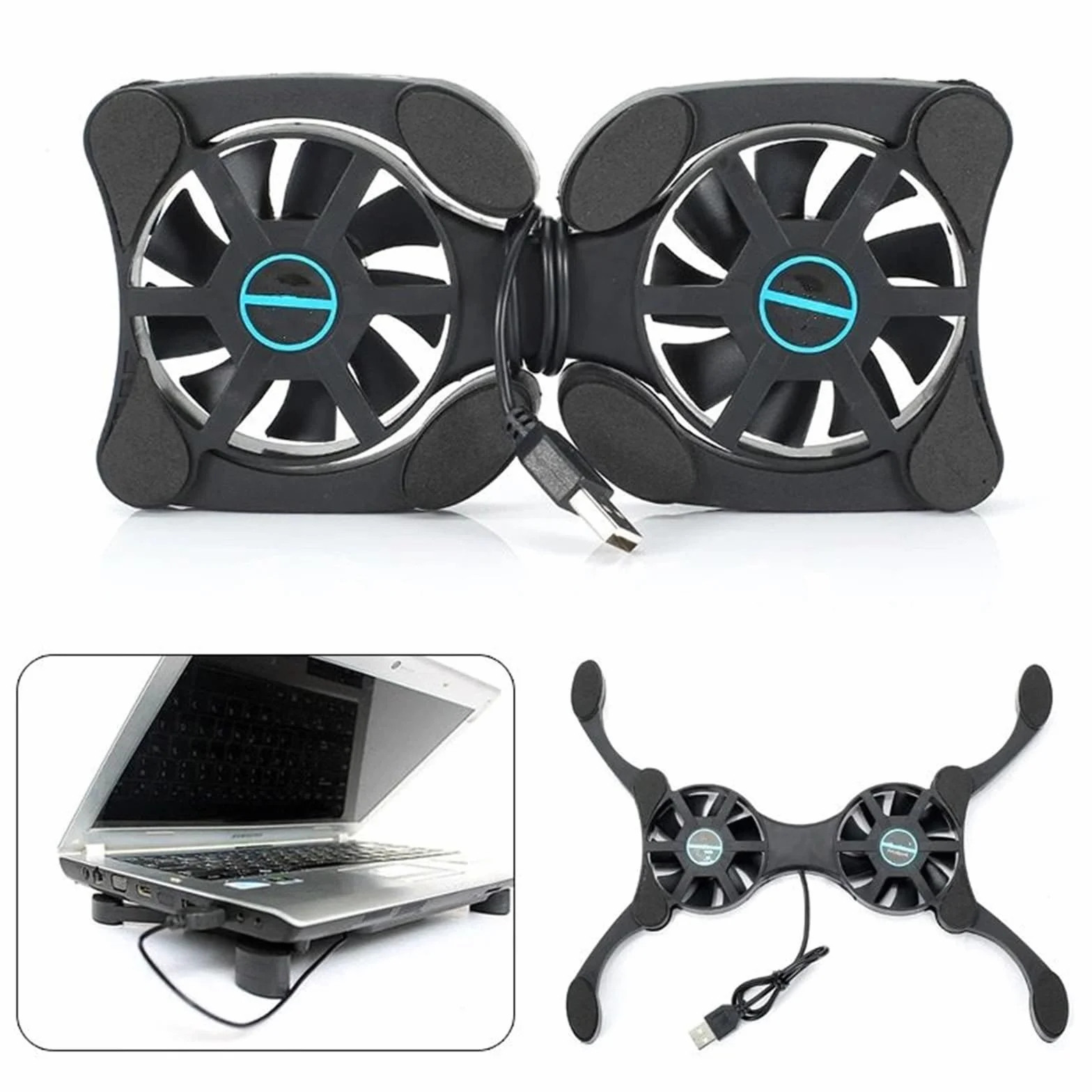Laptop Cooler podstawka pod laptopa Wentylator podkładka chłodząca 2 wentylatory chłodnica chłodziarka do notebooka podstawka do laptopa wentylator USB do laptopa 7-15 "PC