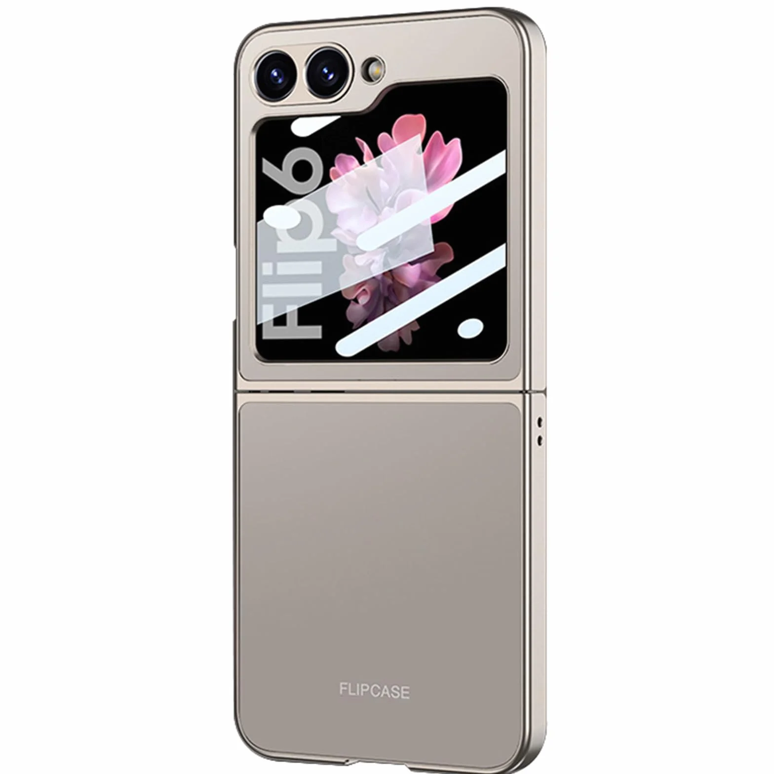 Smukłe etui do Samsung Galaxy Z Flip 6, lekkie, luksusowe, matowe etui na telefon z osłoną ekranu ze szkła hartowanego, złote