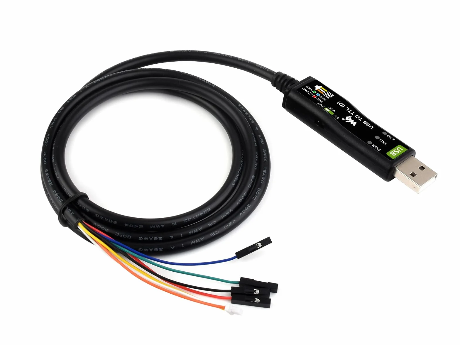 Waveshare Industrial USB to TTL Serial Converter Adapter Cable USB to TTL (D) adapter 3,3 V 5 V Onboard FT232RNL Chip Suitable for Raspberry Pi 5 Serial Port Debugging
