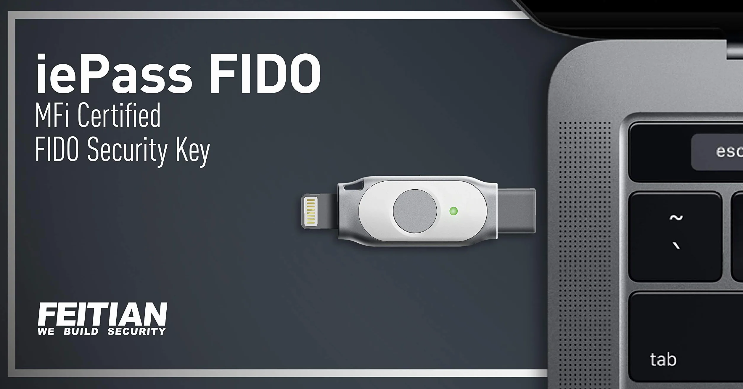 iePass K44 podwójne złącze iOS USB Security Key - dwuskładnikowe uwierzytelnianie - USB-C + Lightning - FIDO U2F + FIDO2 + MFi - pomaga zapobiegać przejęciom konta dzięki uwierzytelnianiu