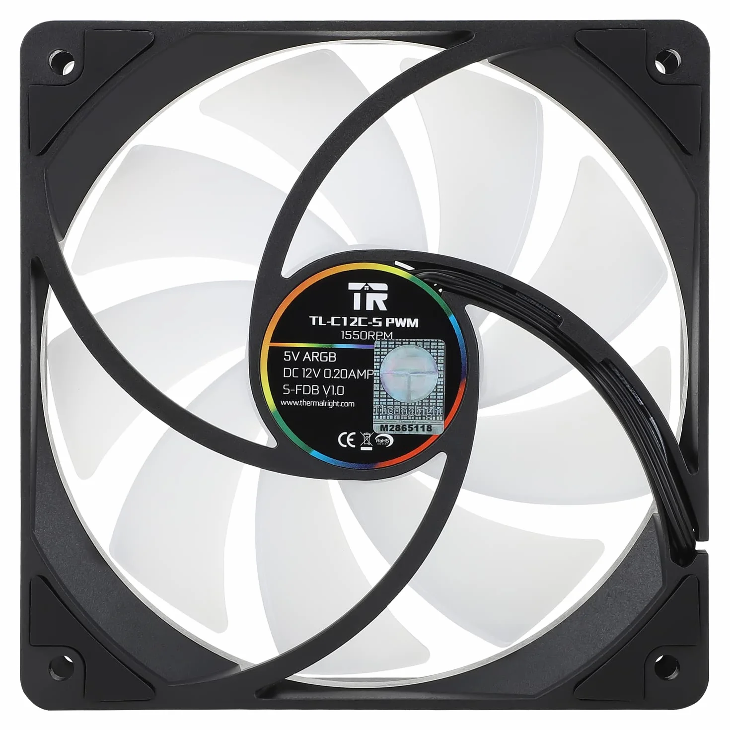 Thermalright TR TL-C12C-S X3 wentylator CPU 3-pak, wentylator obudowy 120 mm, efekt świetlny 5 V ARGB, regulowany 3-biegunowy interfejs LED, amortyzacja uderzeń, 4-biegunowy zasilacz PWM, prędkość